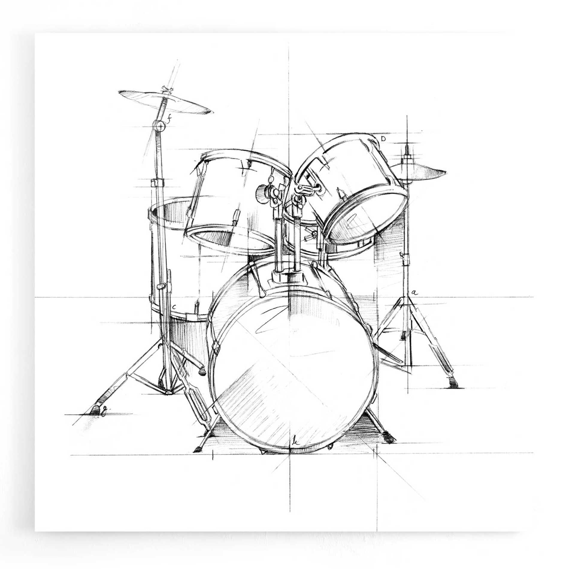 Epic Art "Drum Sketch" by Ethan Harper, Acrylic Glass Wall Art,12x12
