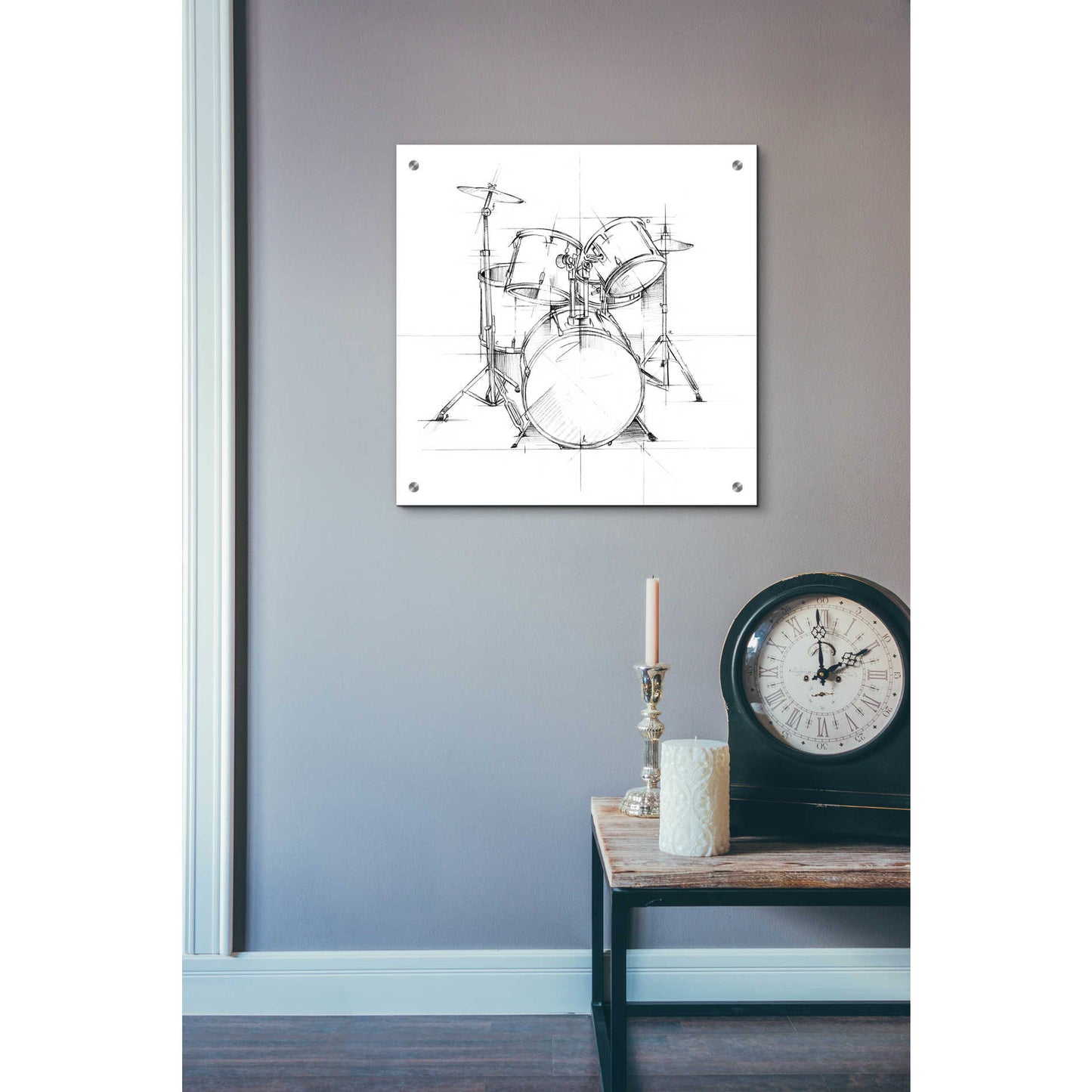 Epic Art "Drum Sketch" by Ethan Harper, Acrylic Glass Wall Art,24x24