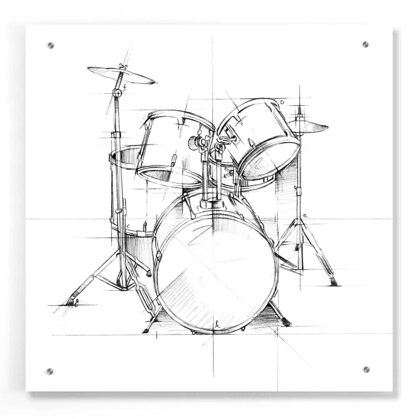 Epic Art "Drum Sketch" by Ethan Harper, Acrylic Glass Wall Art,24x24