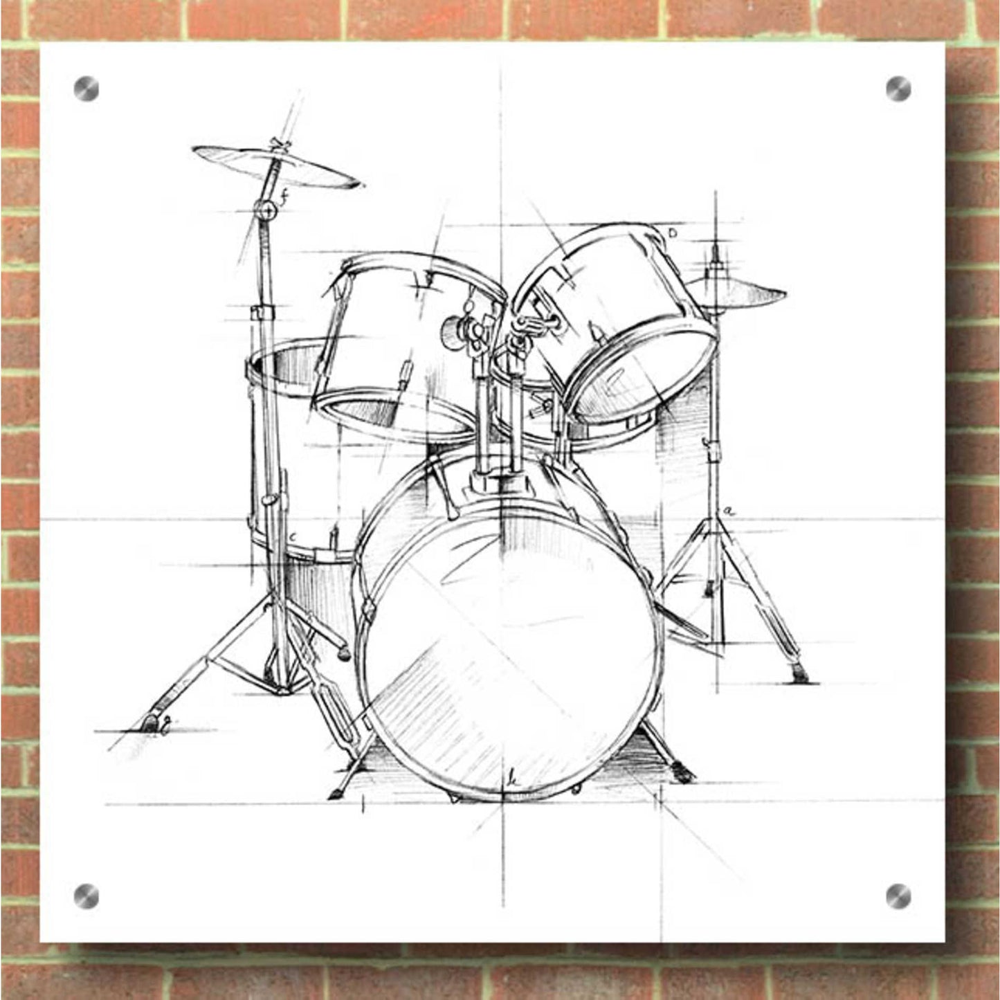 Epic Art "Drum Sketch" by Ethan Harper, Acrylic Glass Wall Art,36x36