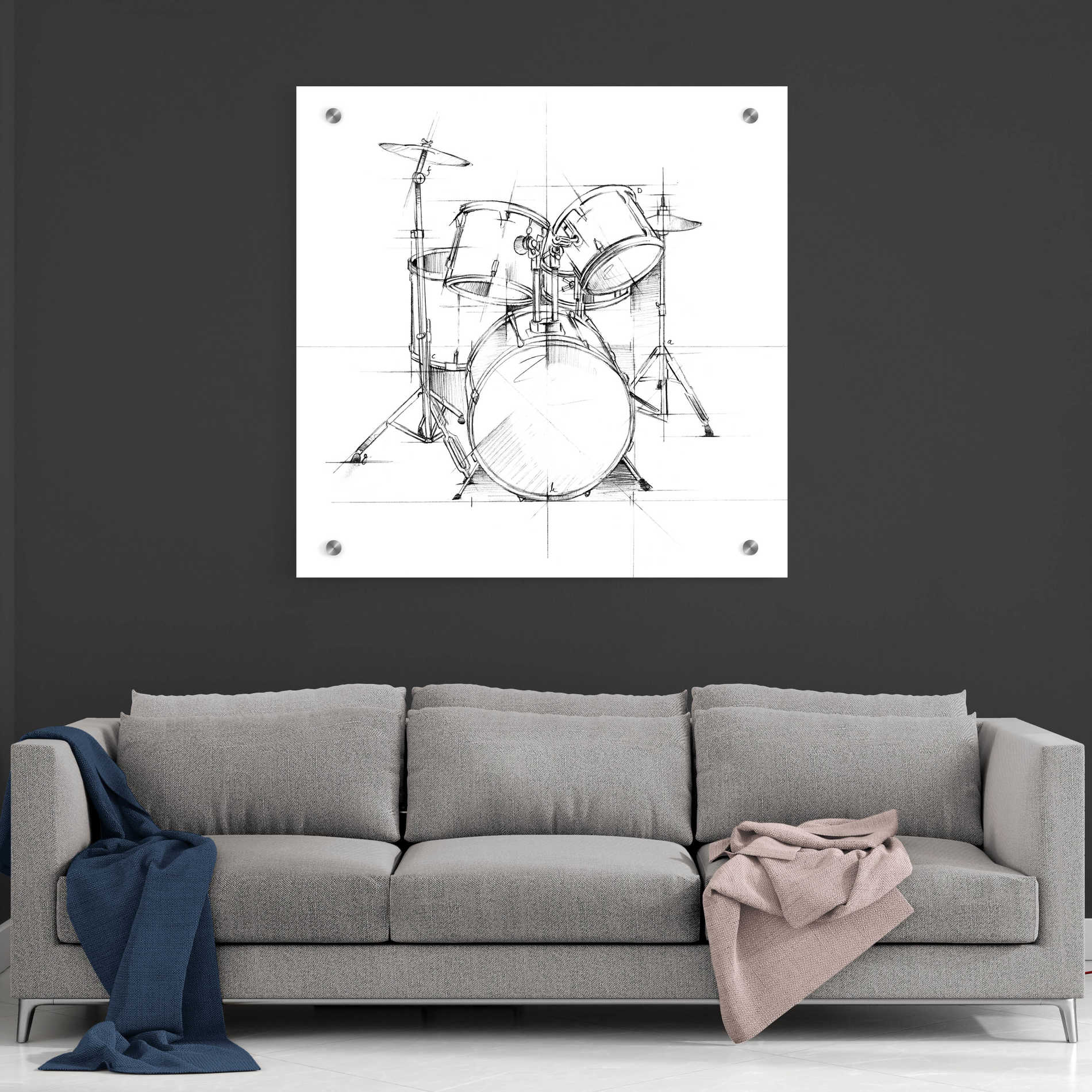 Epic Art "Drum Sketch" by Ethan Harper, Acrylic Glass Wall Art,36x36