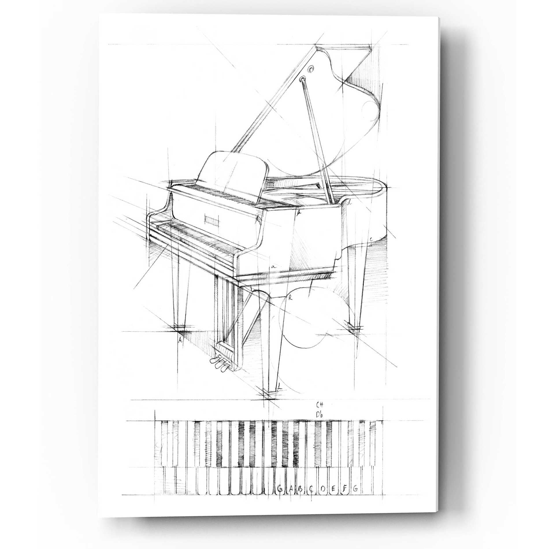 Epic Art "Piano Sketch" by Ethan Harper, Acrylic Glass Wall Art,12x16