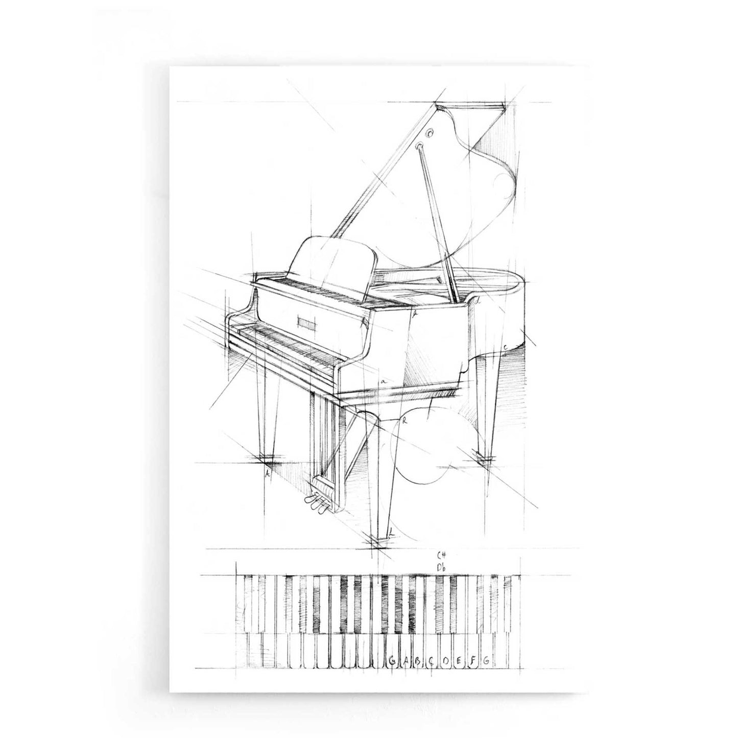 Epic Art "Piano Sketch" by Ethan Harper, Acrylic Glass Wall Art,16x24