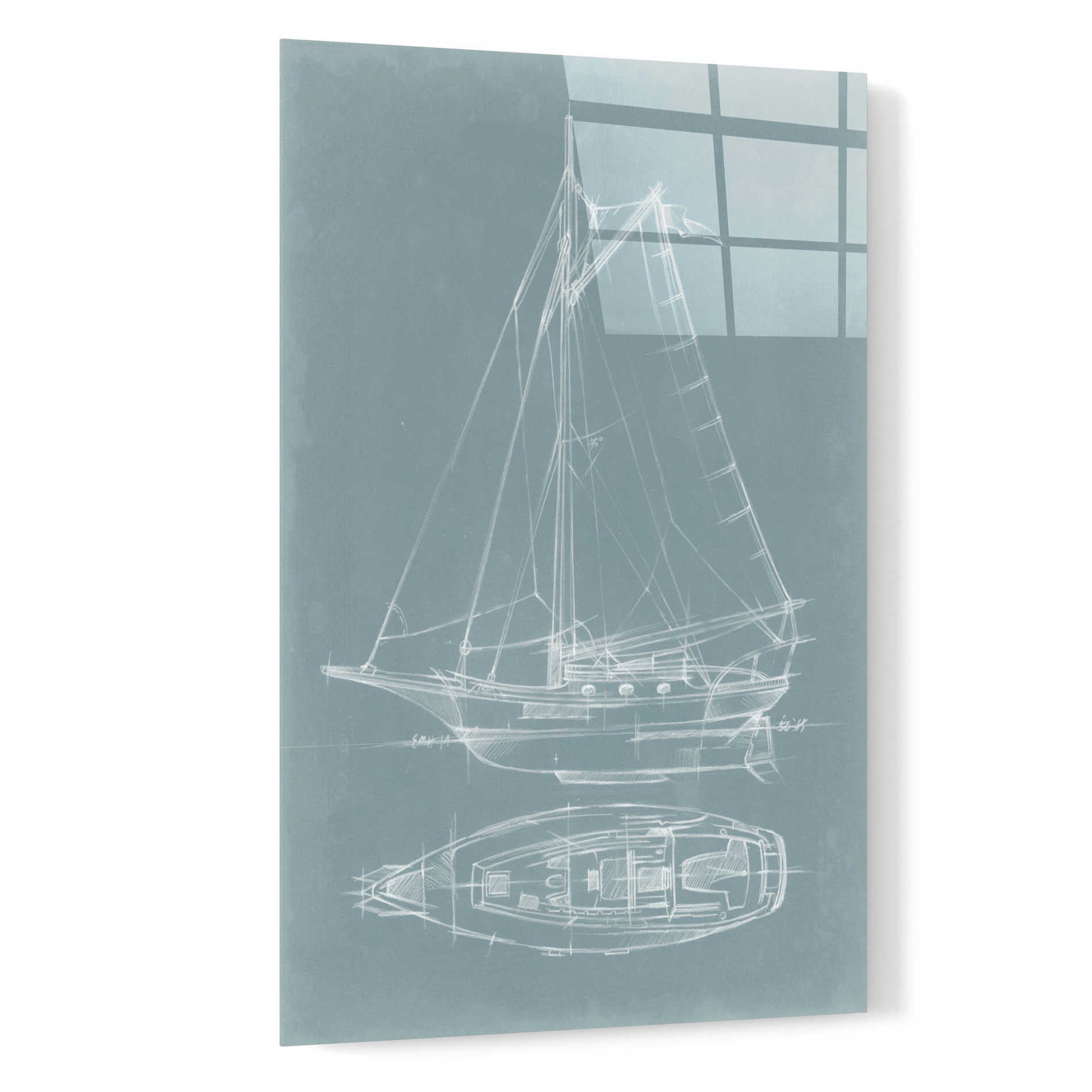 Epic Art "Yacht Sketches IV" by Ethan Harper, Acrylic Glass Wall Art,16x24