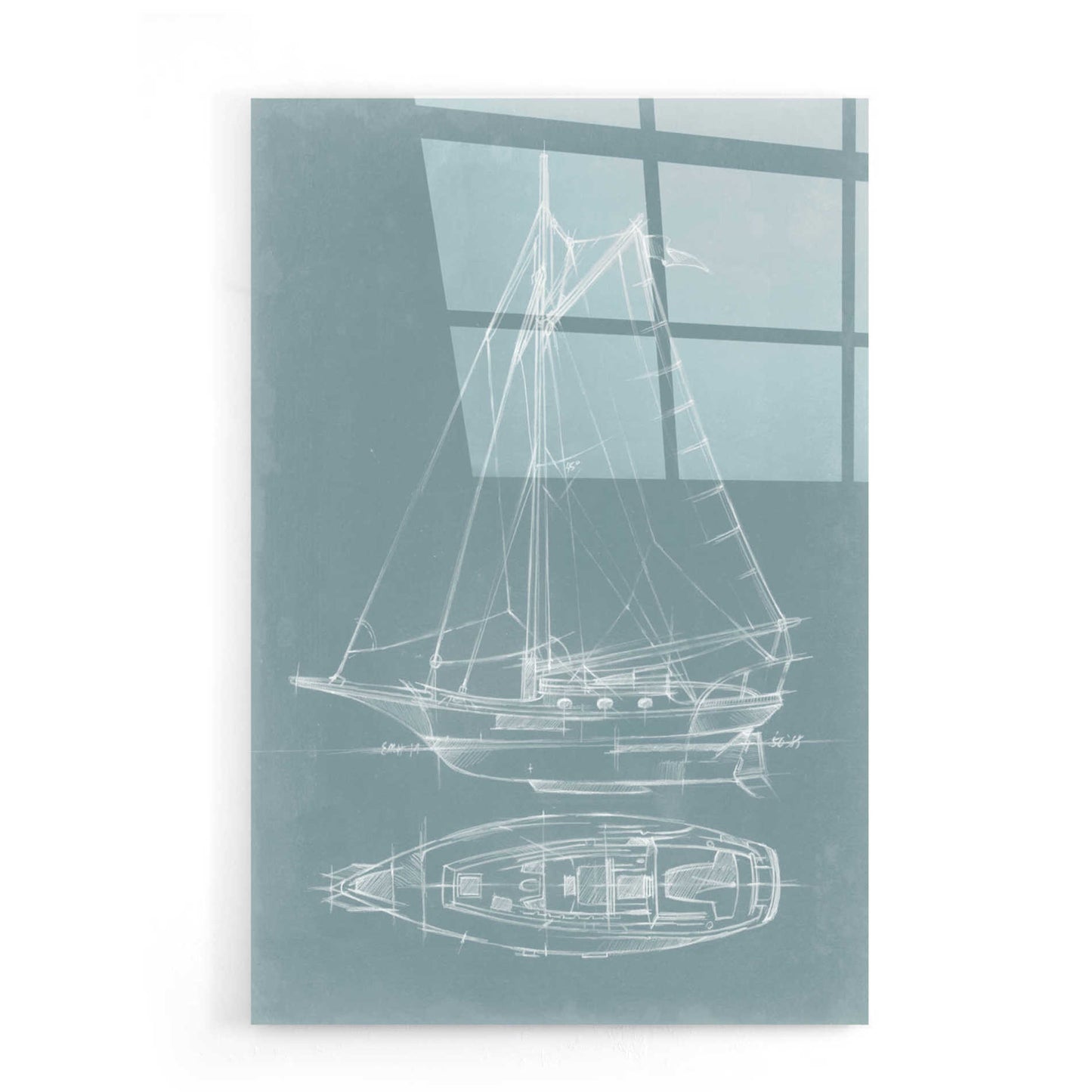 Epic Art "Yacht Sketches IV" by Ethan Harper, Acrylic Glass Wall Art,16x24