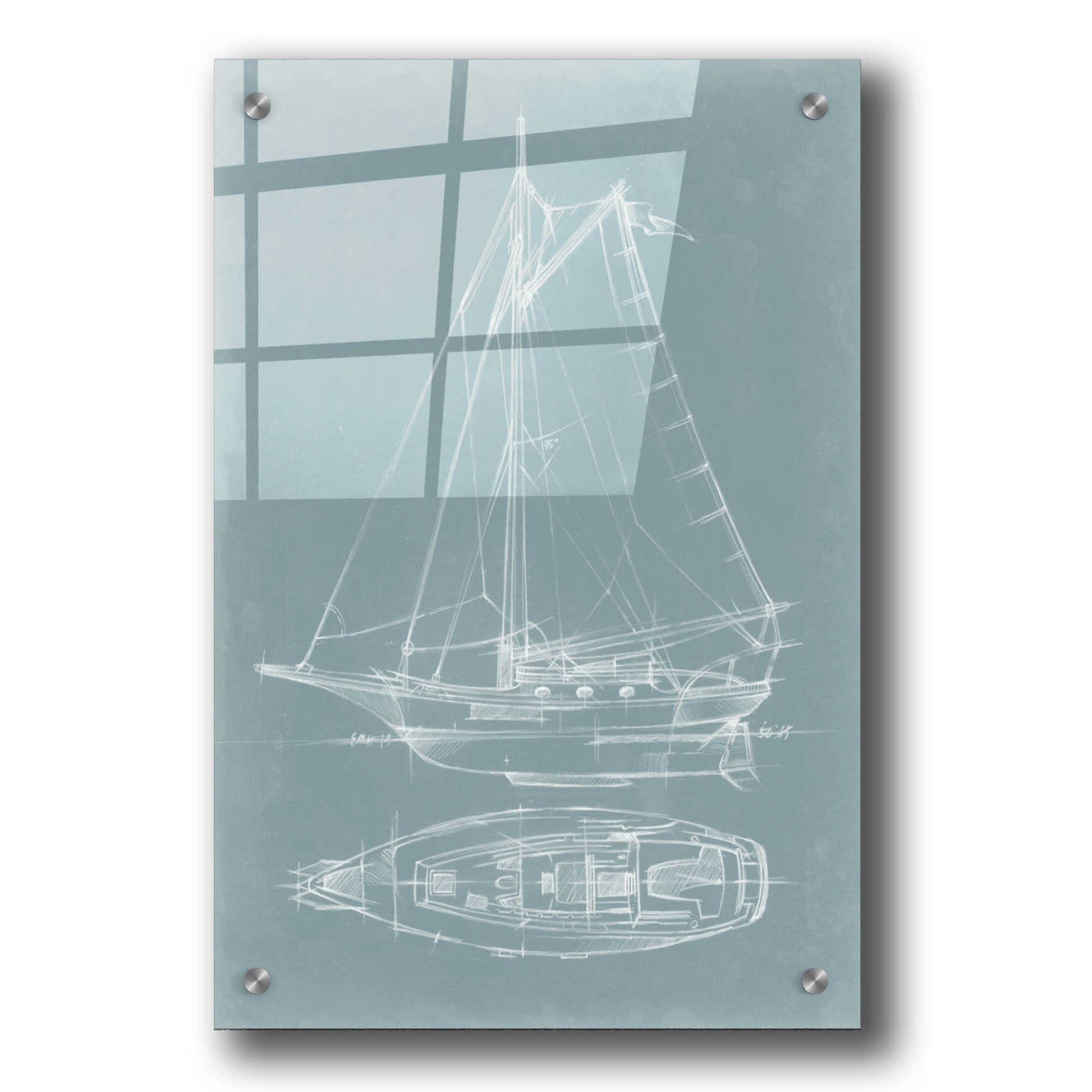 Epic Art "Yacht Sketches IV" by Ethan Harper, Acrylic Glass Wall Art,24x36