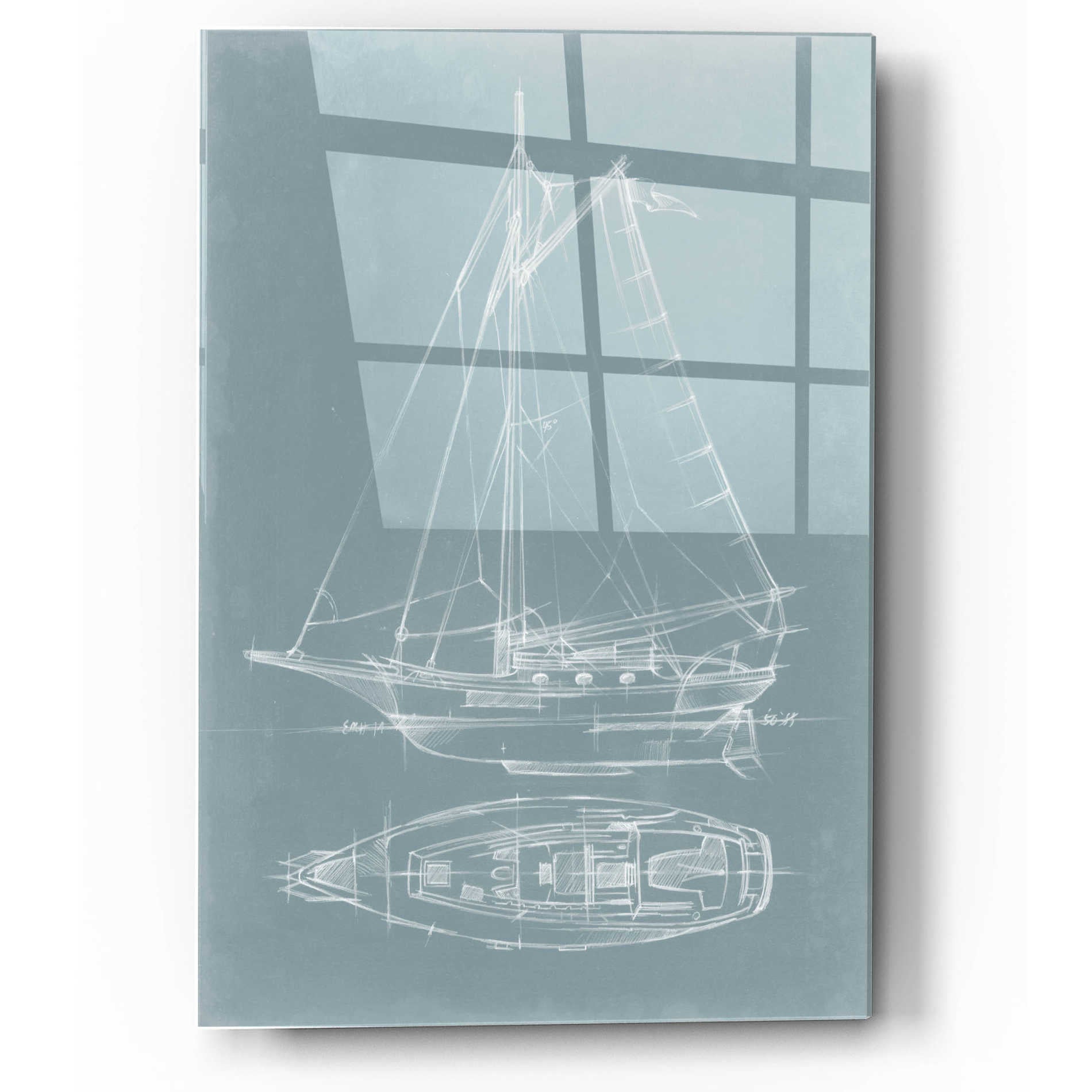 Epic Art "Yacht Sketches IV" by Ethan Harper, Acrylic Glass Wall Art
