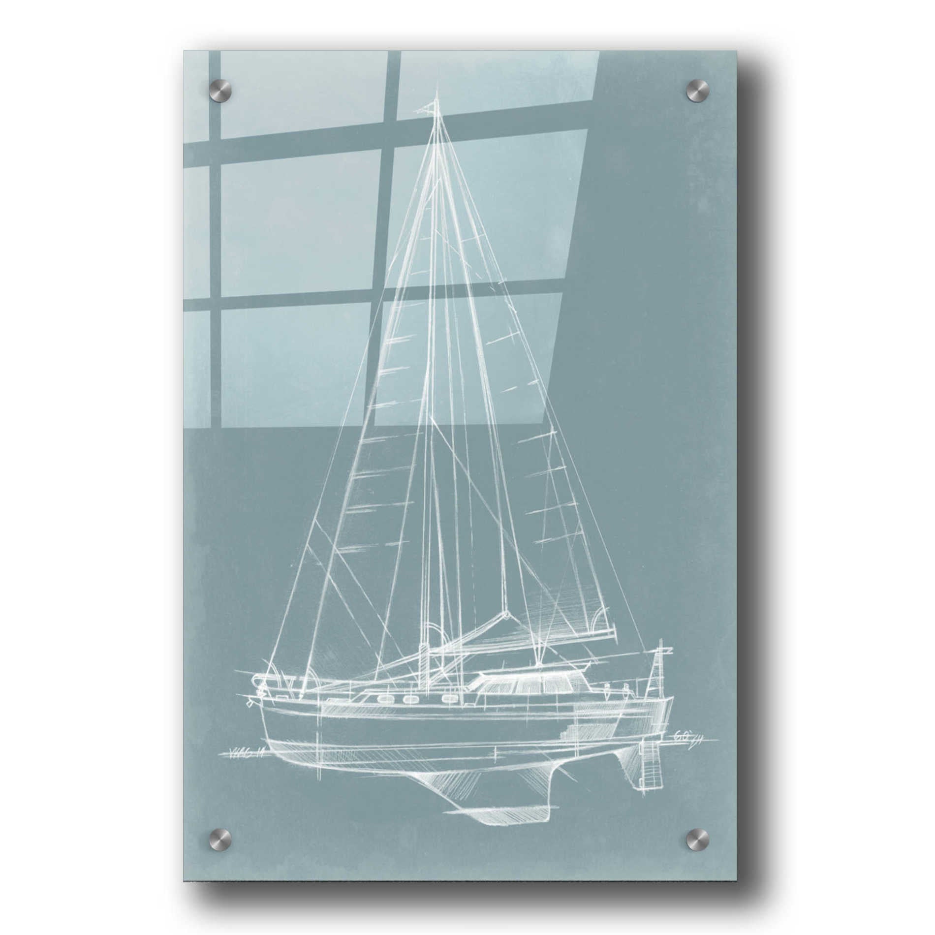 Epic Art "Yacht Sketches I" by Ethan Harper, Acrylic Glass Wall Art,24x36