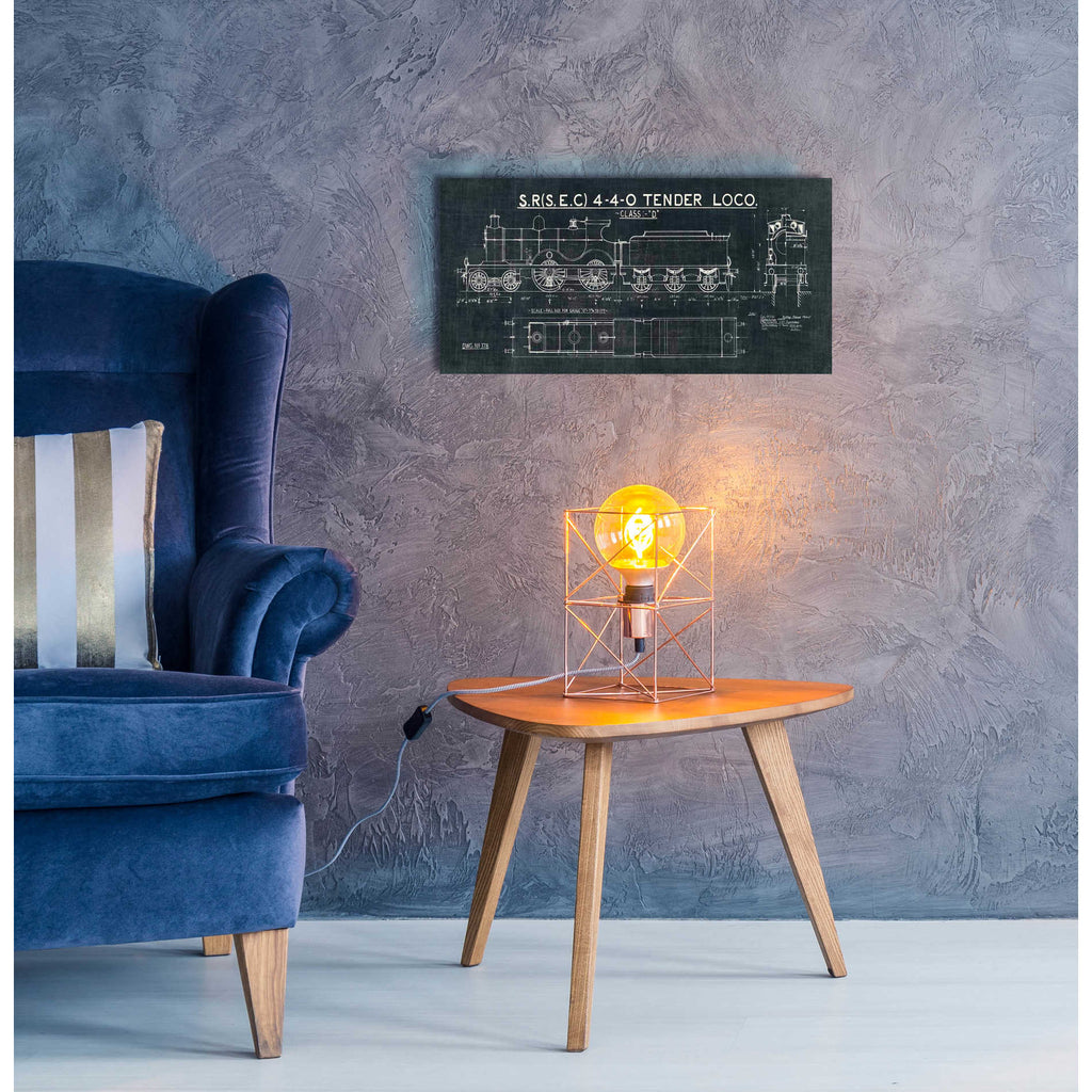 Epic Art 'Train Blueprint II' by Wild Apple Portfolio, Acrylic Glass Wall Art,24x12