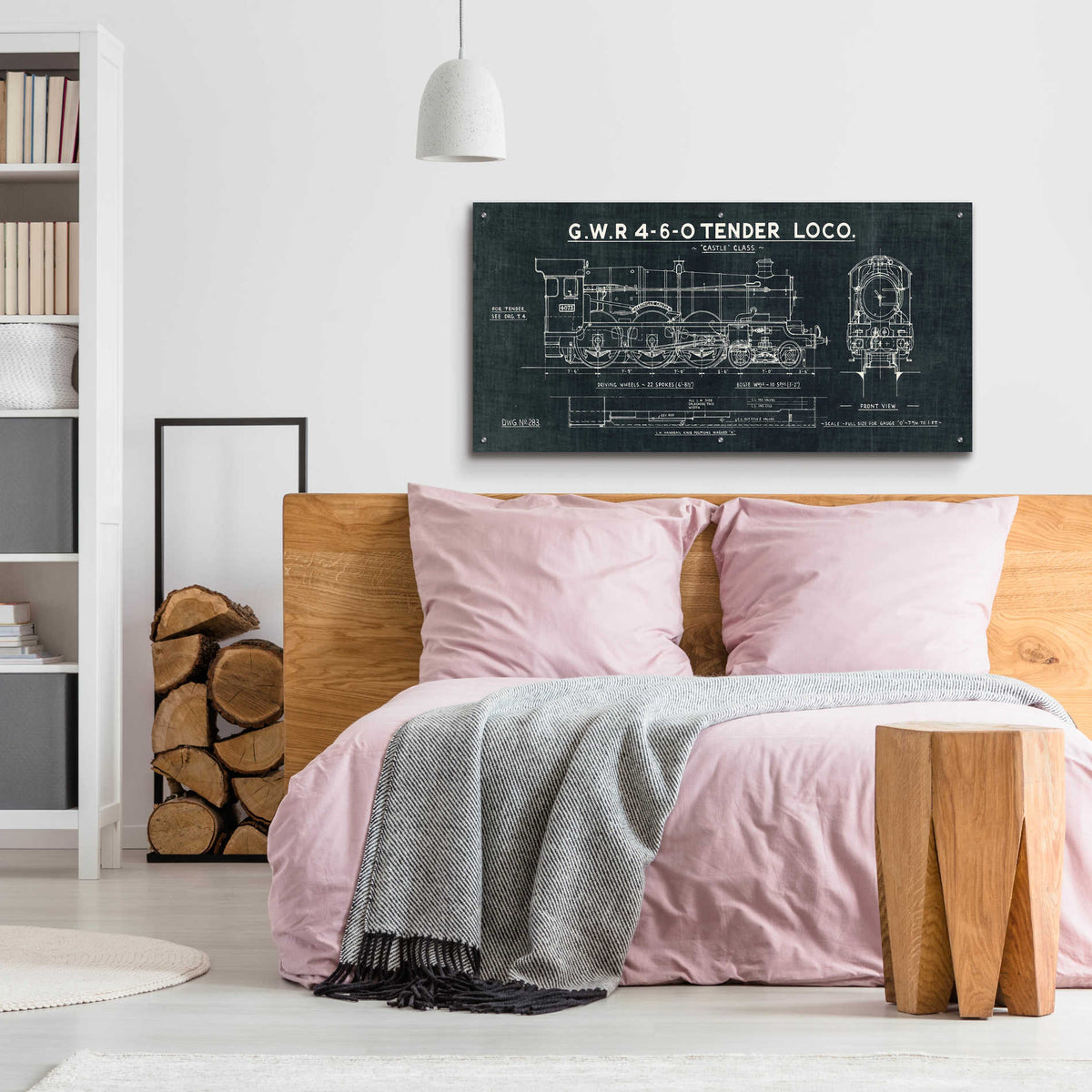 Epic Art 'Train Blueprint III' by Wild Apple Portfolio, Acrylic Glass Wall Art,48x24