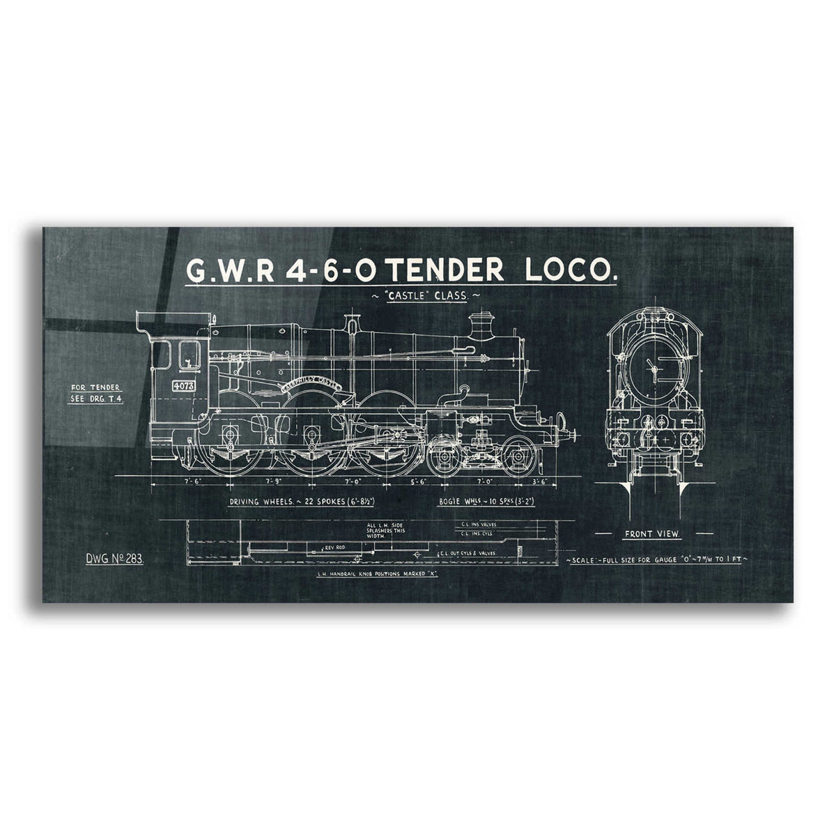 Epic Art 'Train Blueprint III' by Wild Apple Portfolio, Acrylic Glass Wall Art,Secret_Comments_Retailing__c