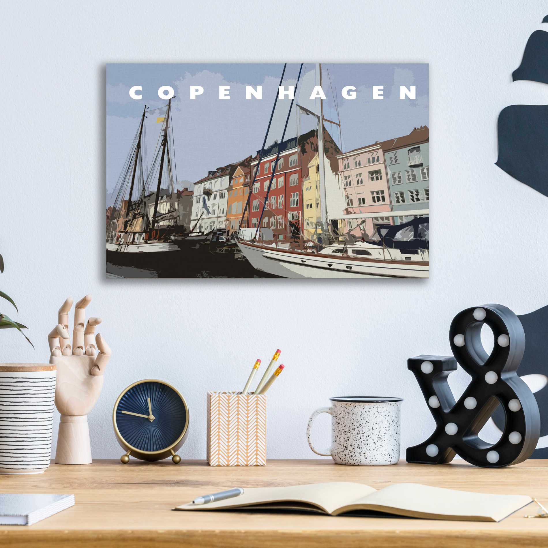 Epic Art 'Copenhagen Poster' by Linda Woods, Acrylic Glass Wall Art,16x12