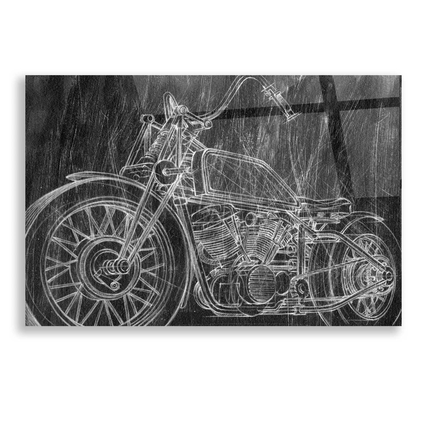 Epic Art "Motorcycle Mechanical Sketch II" by Ethan Harper, Acrylic Glass Wall Art,16x12