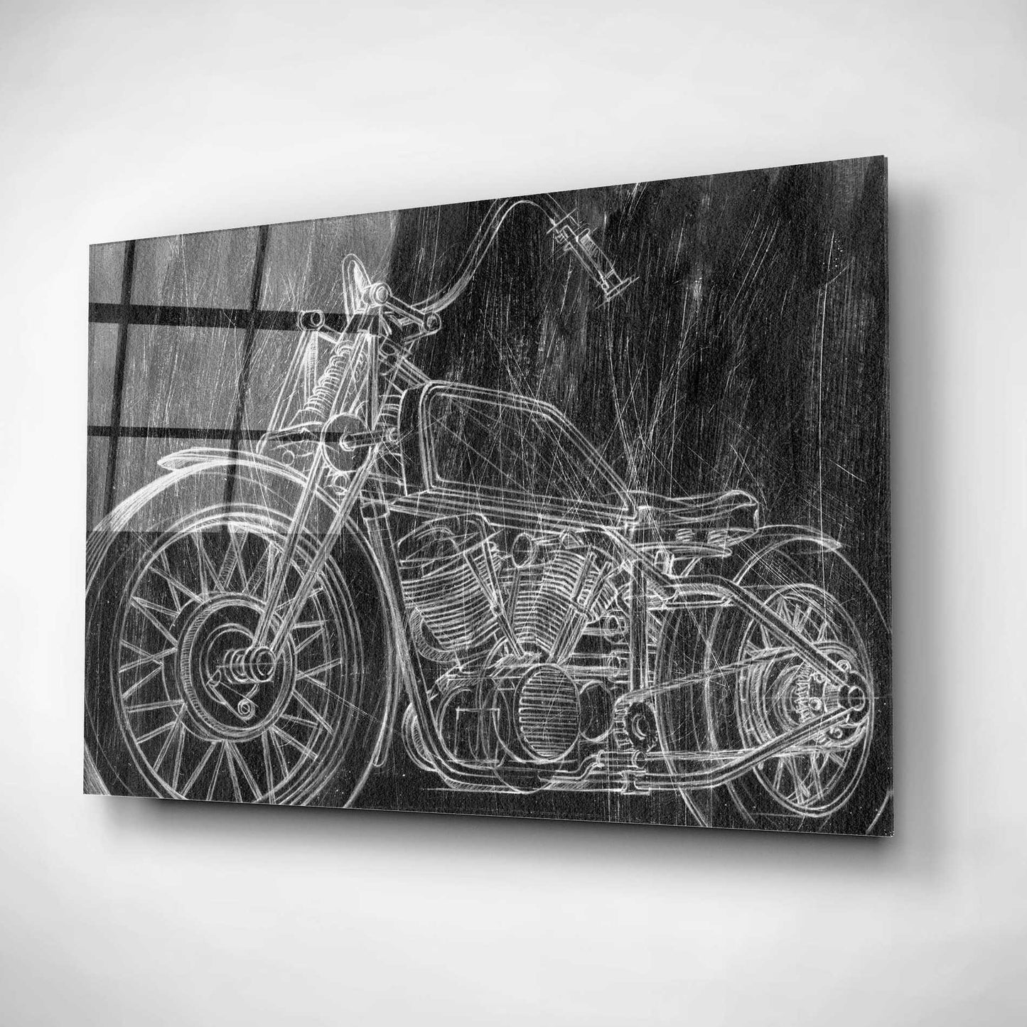 Epic Art "Motorcycle Mechanical Sketch II" by Ethan Harper, Acrylic Glass Wall Art,24x16