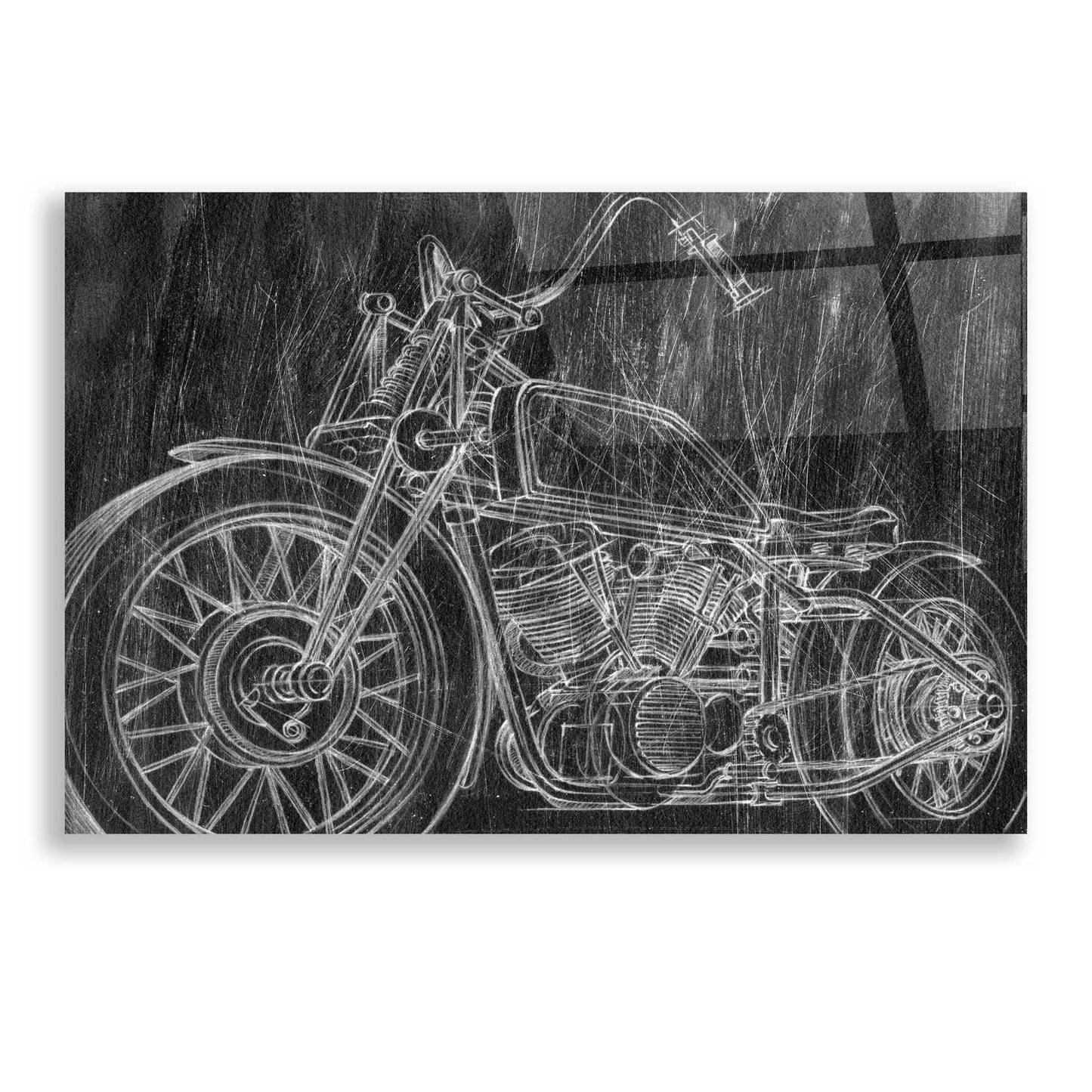 Epic Art "Motorcycle Mechanical Sketch II" by Ethan Harper, Acrylic Glass Wall Art,24x16