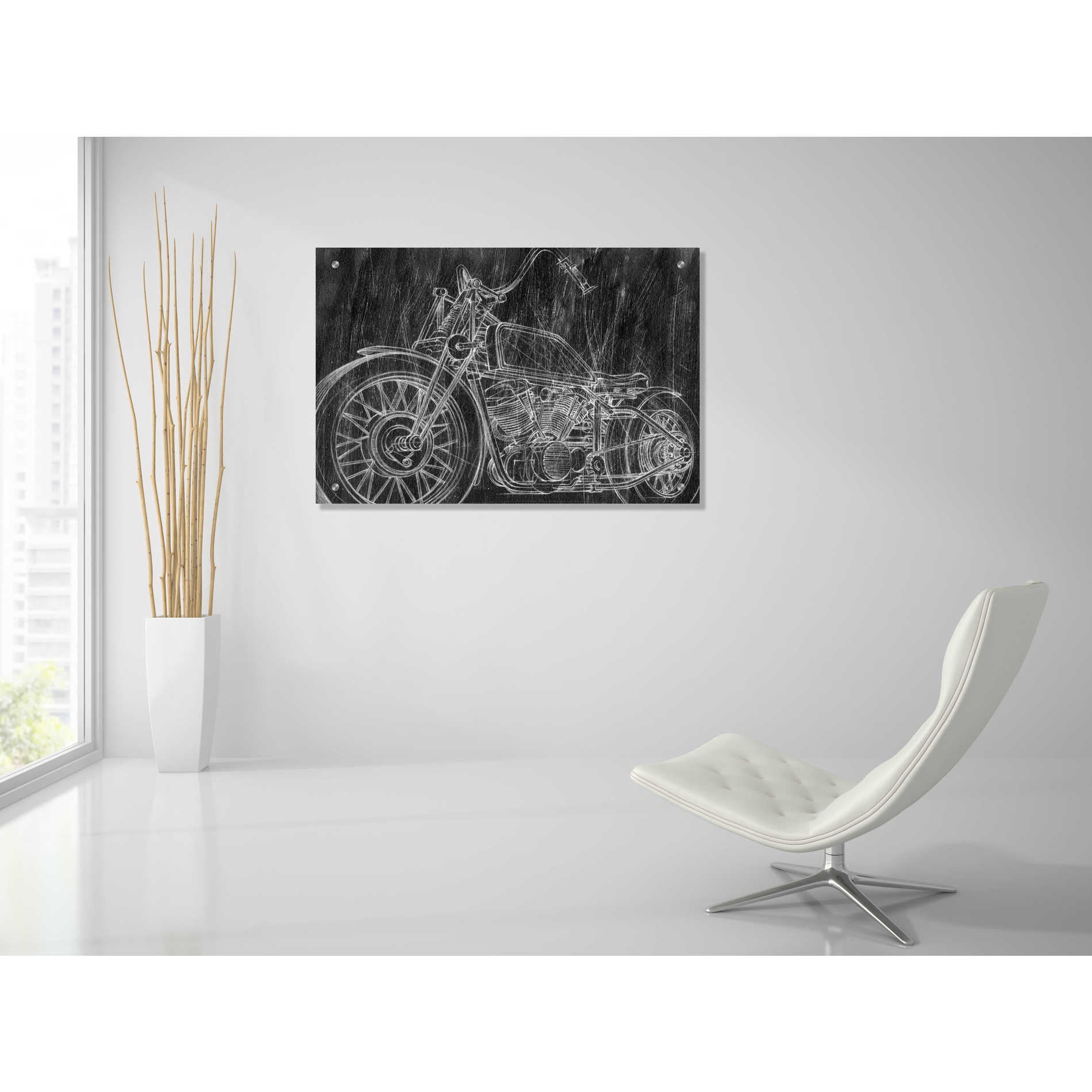 Epic Art "Motorcycle Mechanical Sketch II" by Ethan Harper, Acrylic Glass Wall Art,36x24