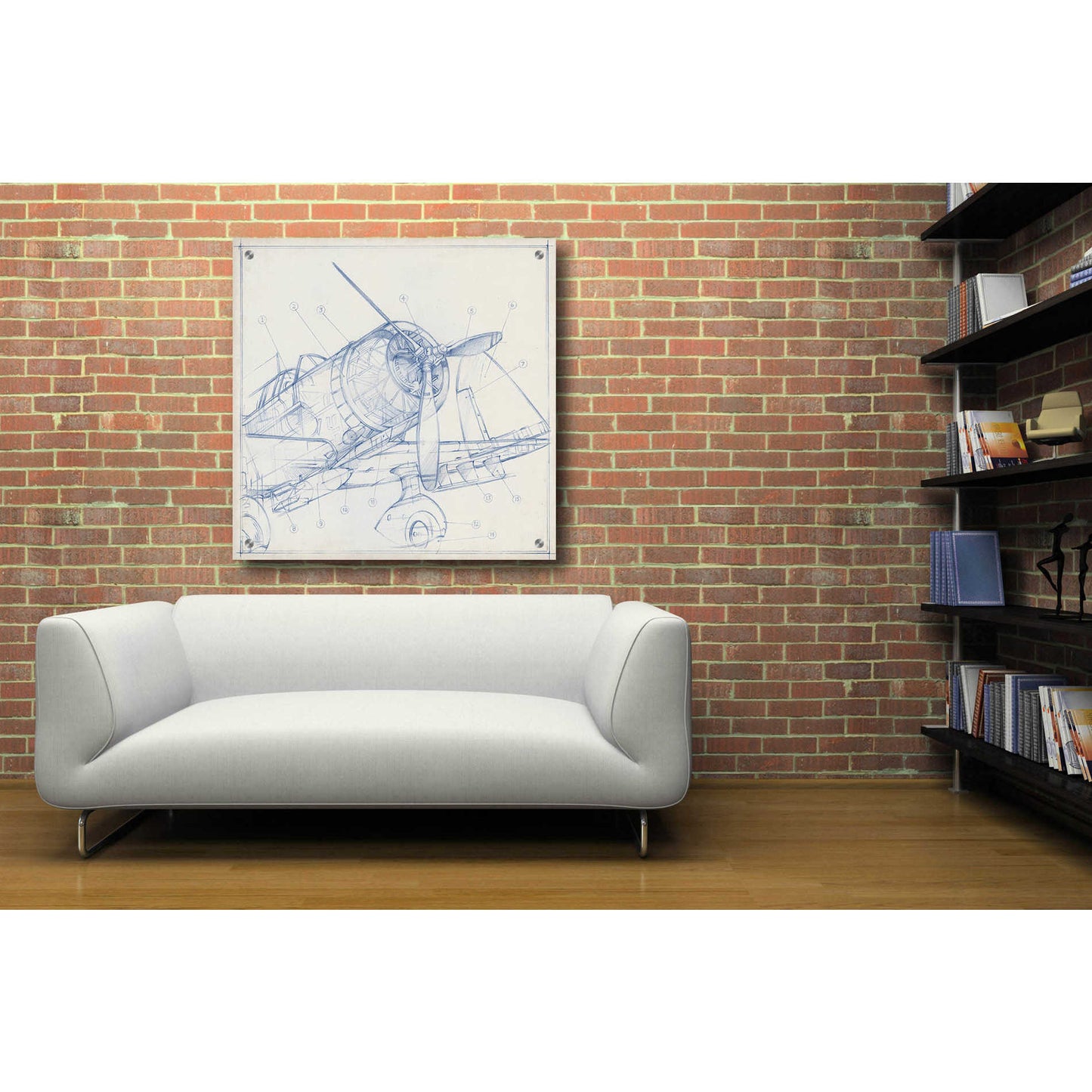 Epic Art "Airplane Mechanical Sketch I" by Ethan Harper, Acrylic Glass Wall Art,36x36