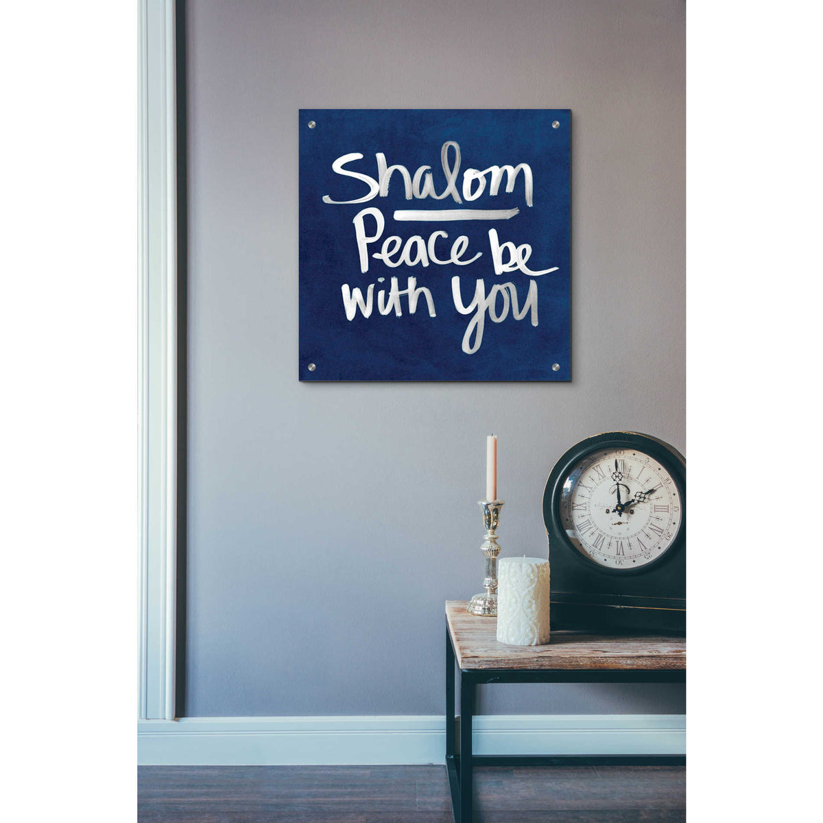 Epic Art 'Shalom - Hanukkah' by Linda Woods, Acrylic Glass Wall Art,24x24