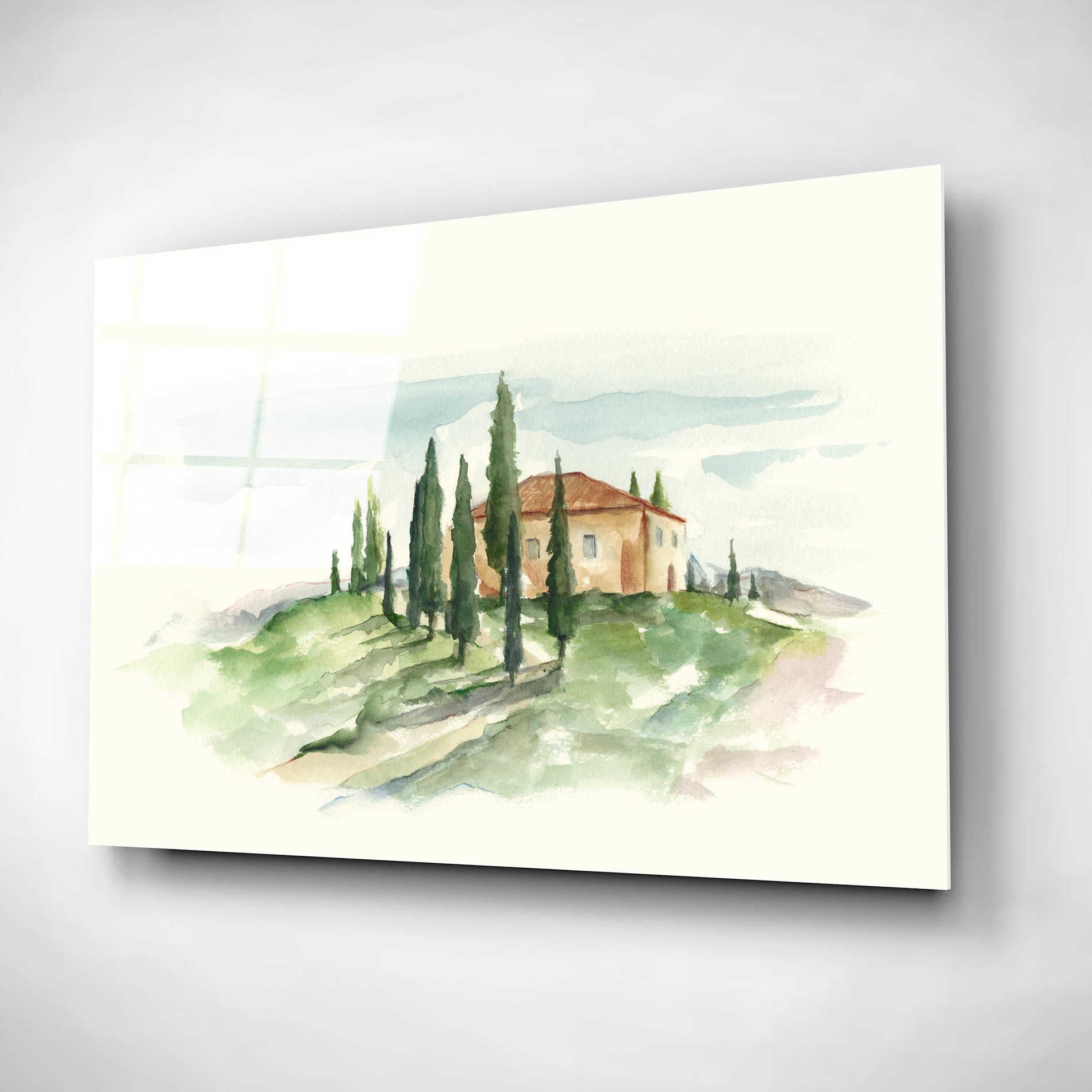 Epic Art "Watercolor Tuscan Villa II" by Ethan Harper, Acrylic Glass Wall Art,16x12