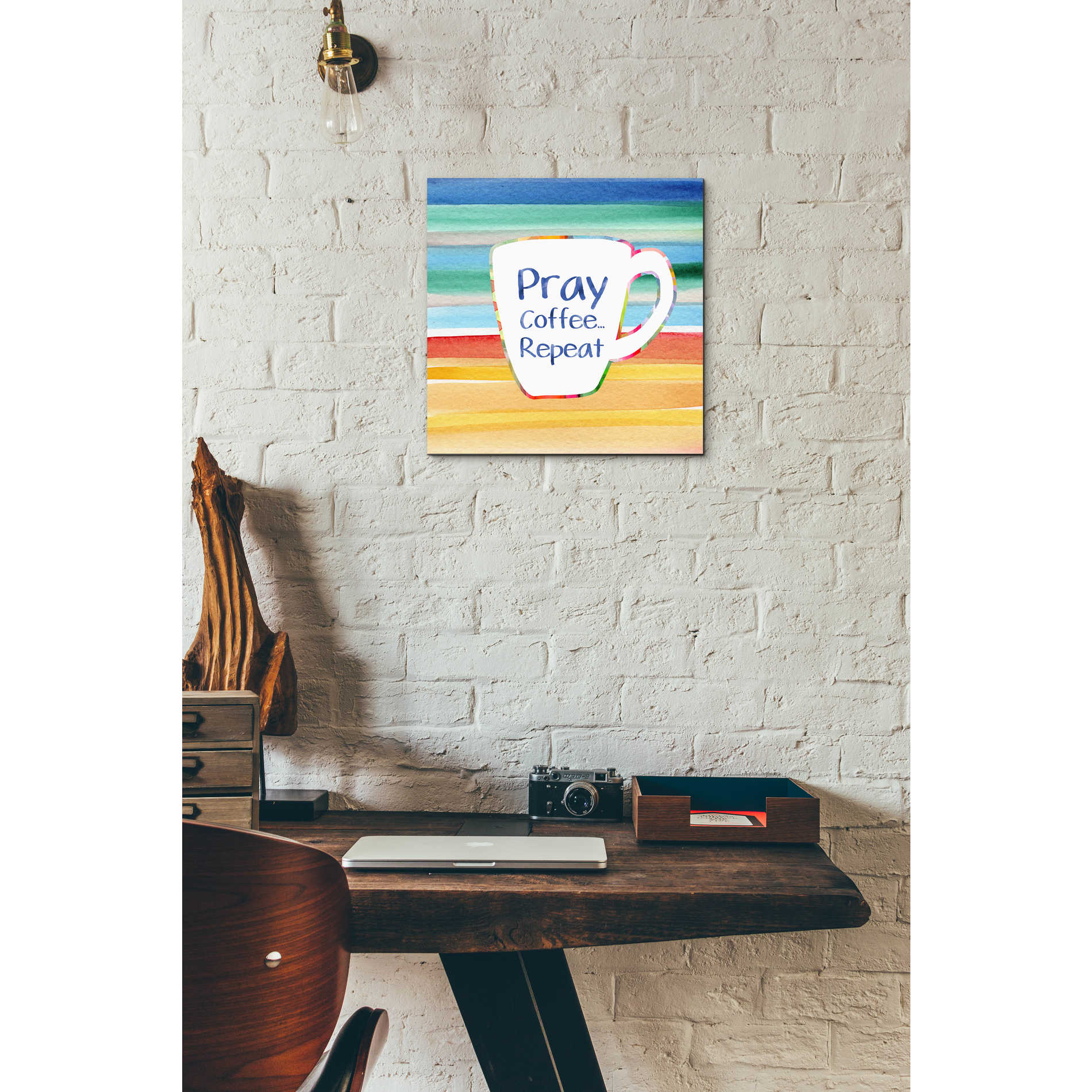 Epic Art 'Pray, Coffee, Repeat' by Linda Woods, Acrylic Glass Wall Art,12x12