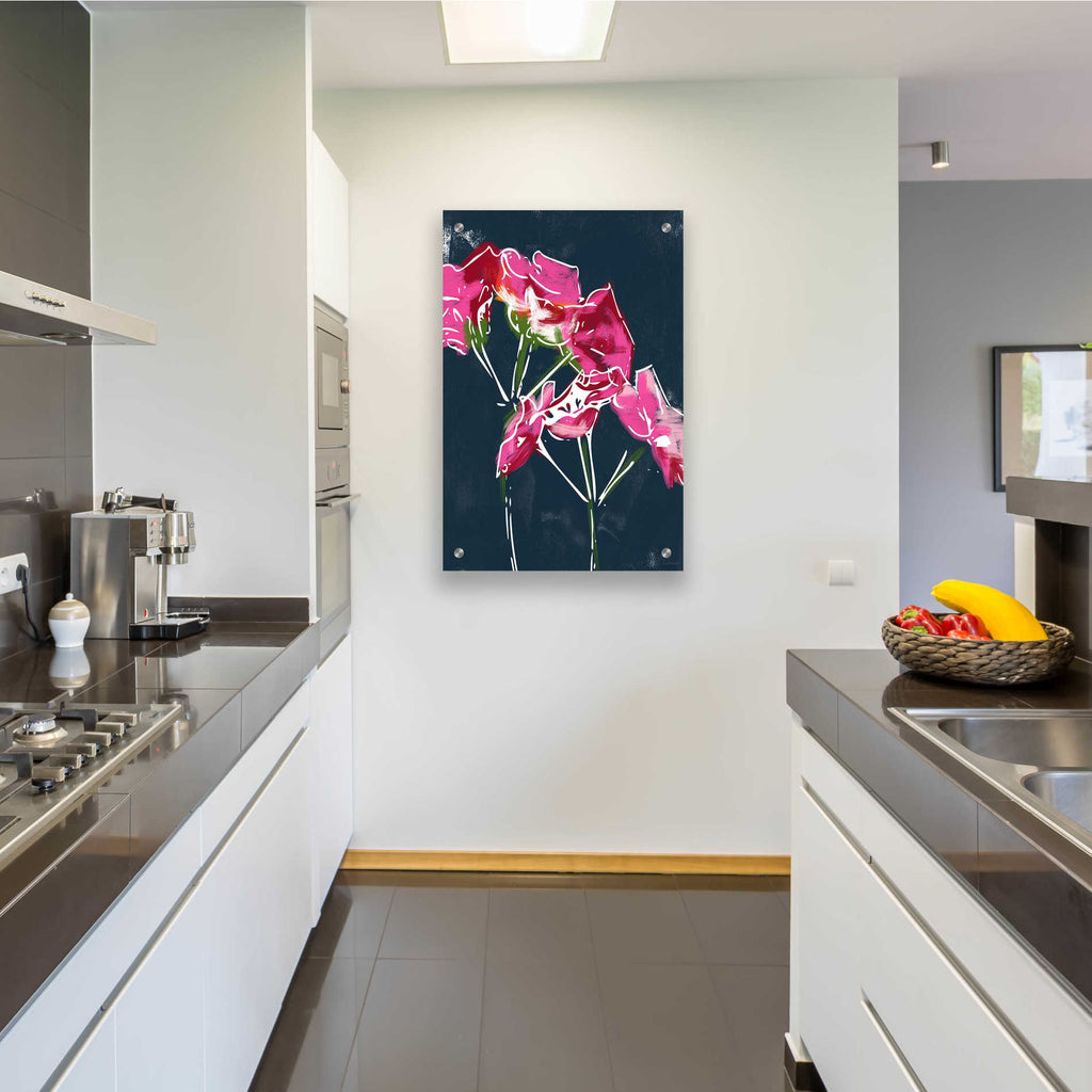 Epic Art 'Geraniums' by Linda Woods, Acrylic Glass Wall Art,24x36