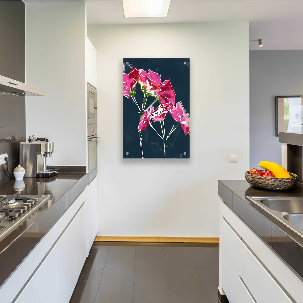 Epic Art 'Geraniums' by Linda Woods, Acrylic Glass Wall Art,24x36