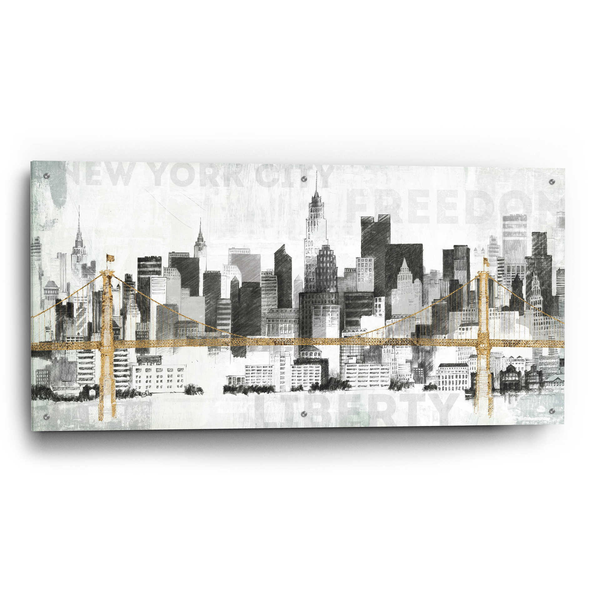 Epic Art 'New York Skyline II' by Avery Tillmon,  Acrylic Glass Wall Art,48x24