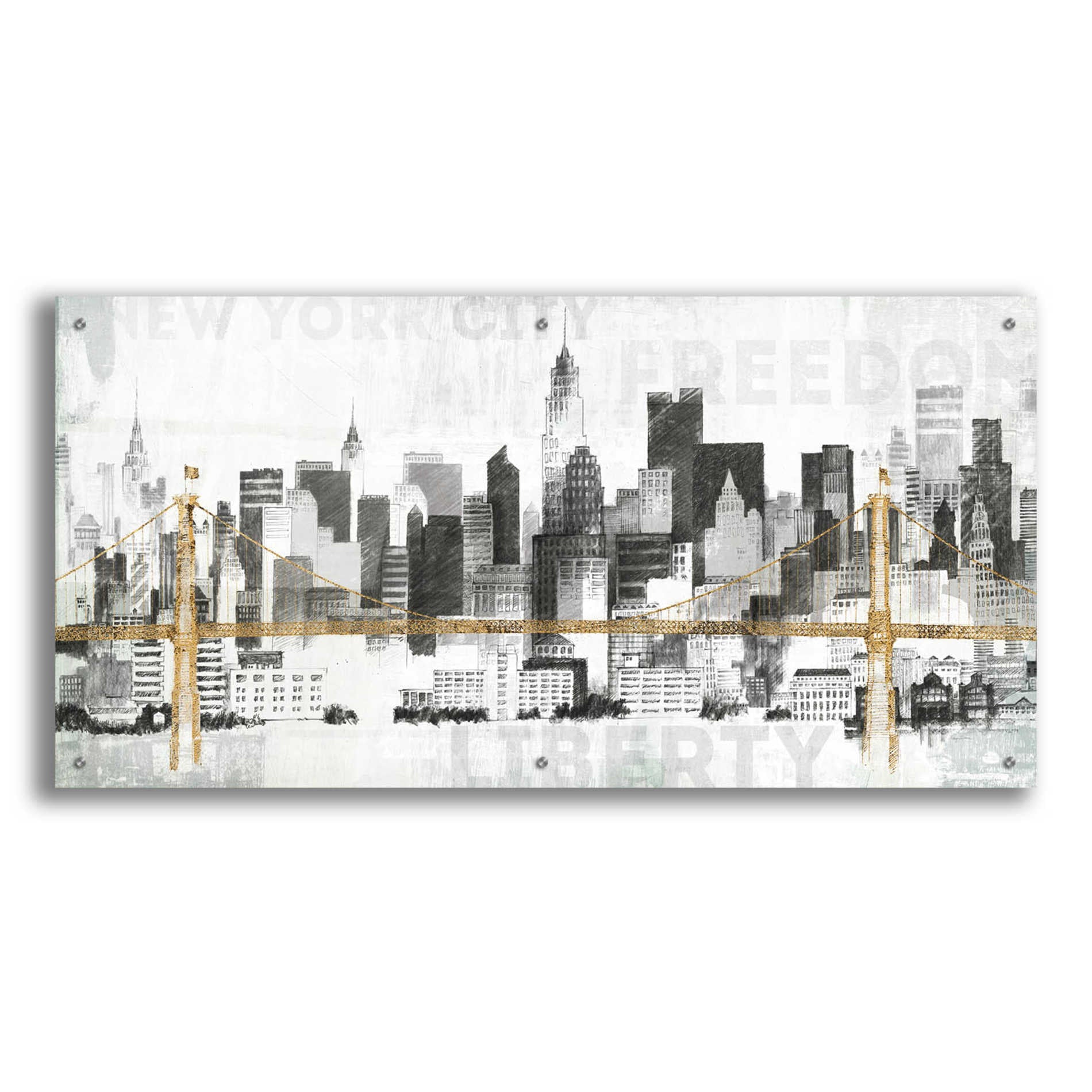 Epic Art 'New York Skyline II' by Avery Tillmon,  Acrylic Glass Wall Art,48x24