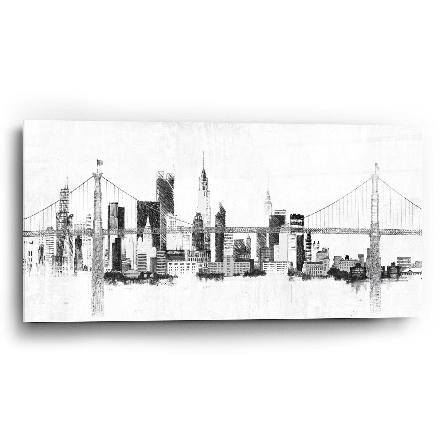 Epic Art 'Bridge And Skyline Silver' by Avery Tillmon,  Acrylic Glass Wall Art,24x12
