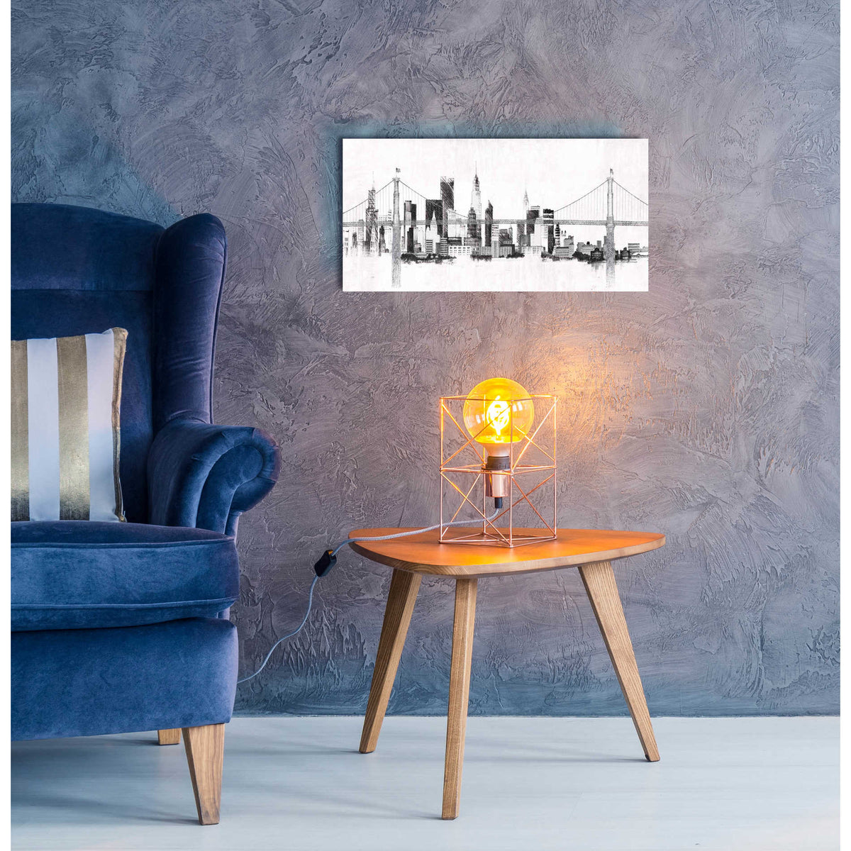 Epic Art 'Bridge And Skyline Silver' by Avery Tillmon,  Acrylic Glass Wall Art,24x12