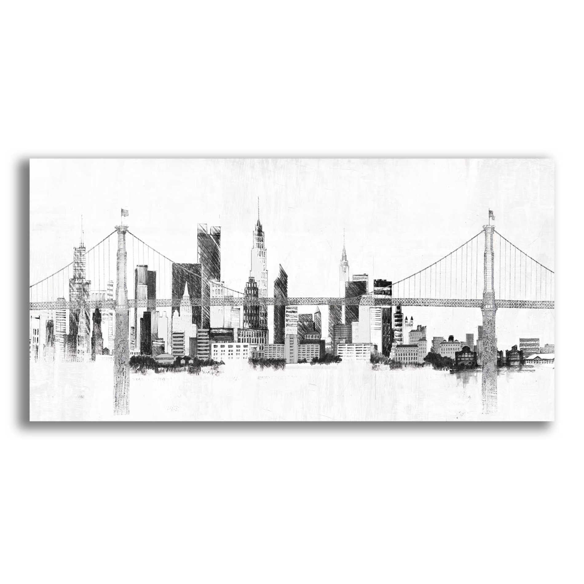 Epic Art 'Bridge And Skyline Silver' by Avery Tillmon,  Acrylic Glass Wall Art,24x12