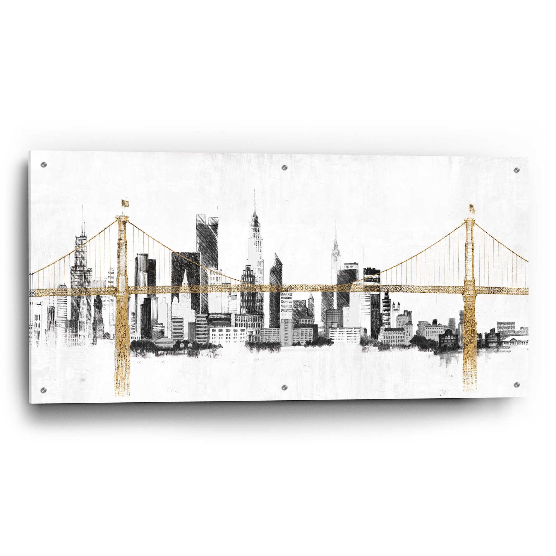 Epic Art 'Bridge And Skyline' by Avery Tillmon,  Acrylic Glass Wall Art,48x24