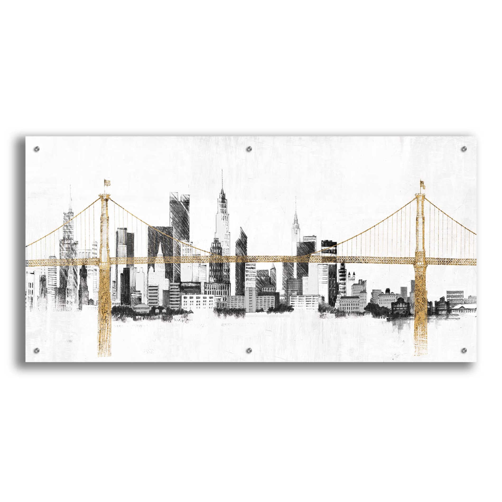 Epic Art 'Bridge And Skyline' by Avery Tillmon,  Acrylic Glass Wall Art,48x24