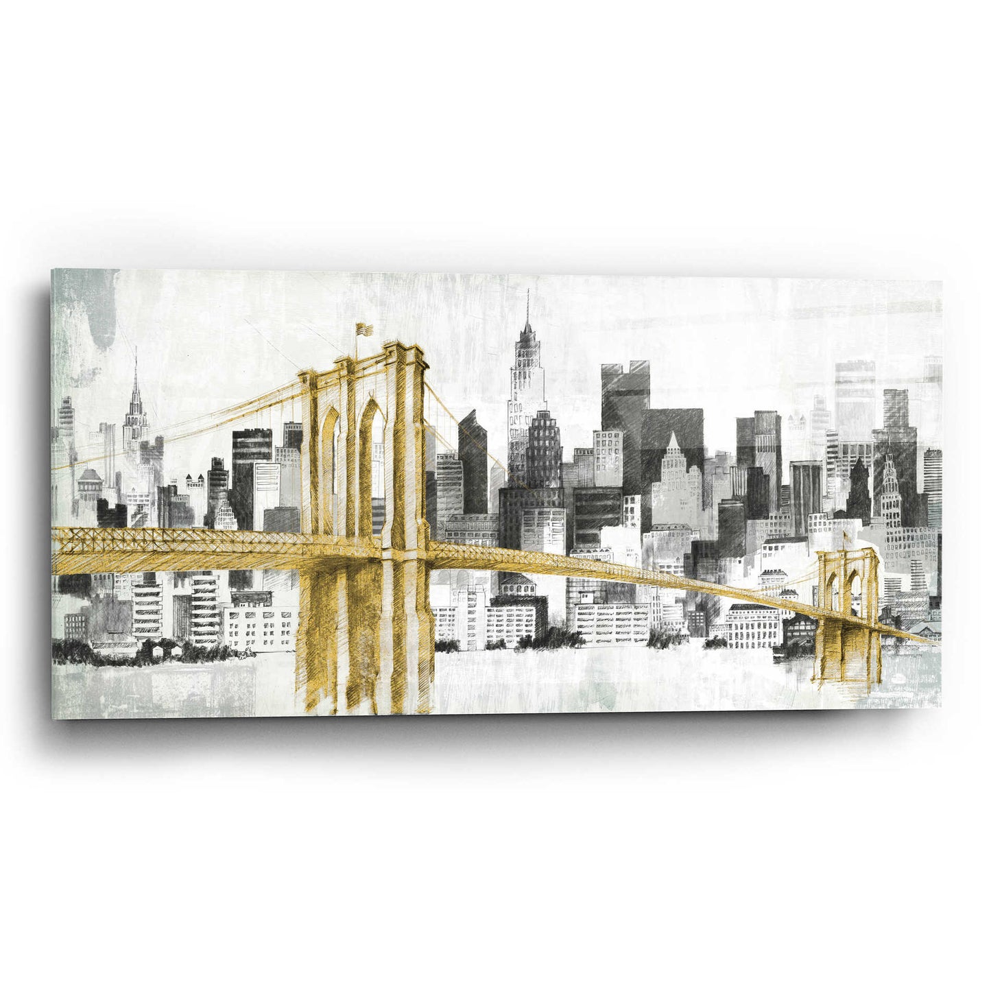 Epic Art 'New York Skyline I Yellow Bridge' by Avery Tillmon,  Acrylic Glass Wall Art,24x12