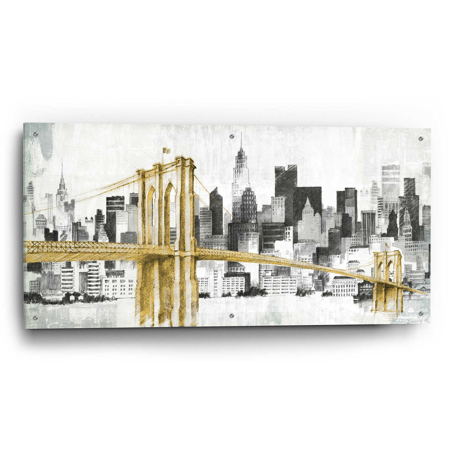 Epic Art 'New York Skyline I Yellow Bridge' by Avery Tillmon,  Acrylic Glass Wall Art,48x24