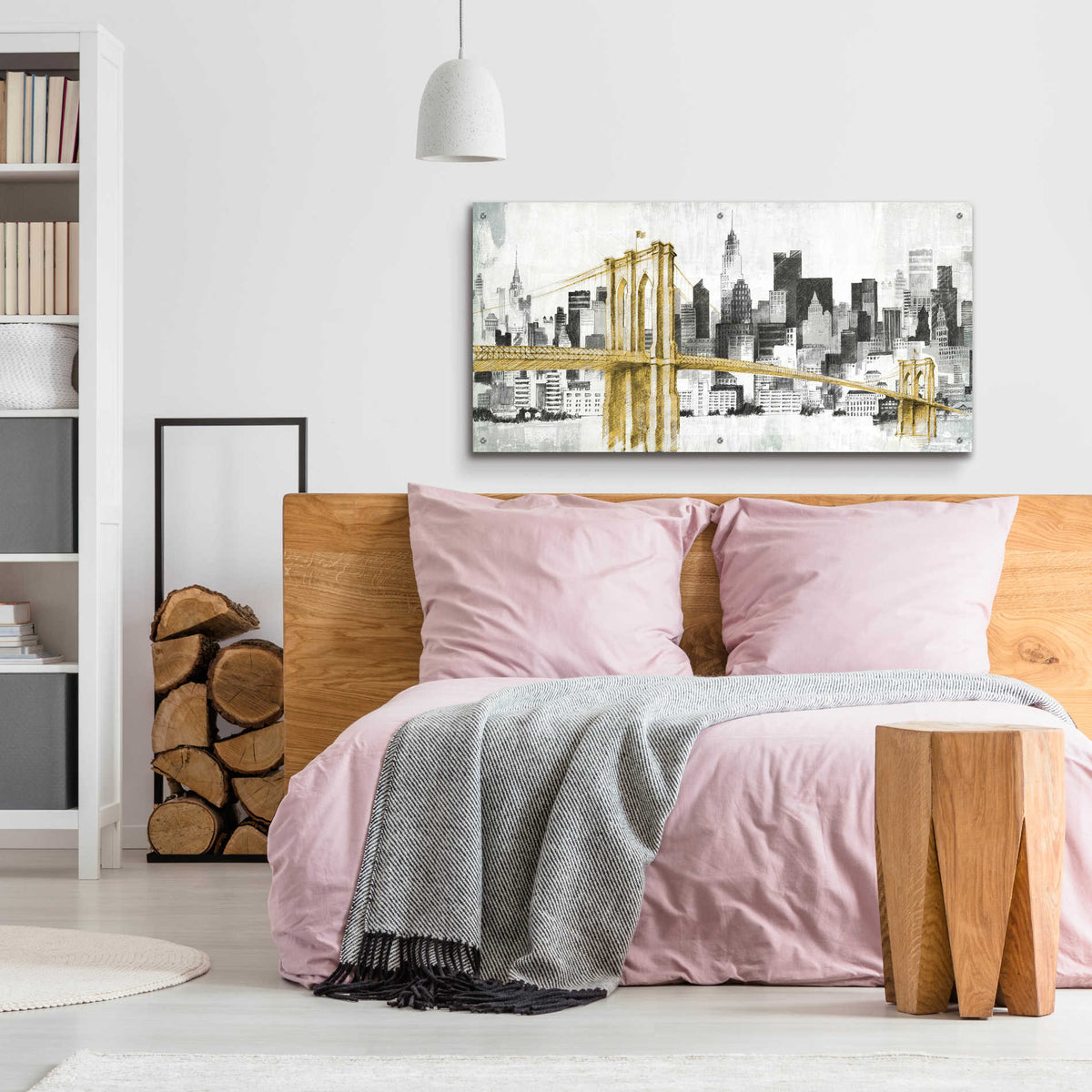 Epic Art 'New York Skyline I Yellow Bridge' by Avery Tillmon,  Acrylic Glass Wall Art,48x24