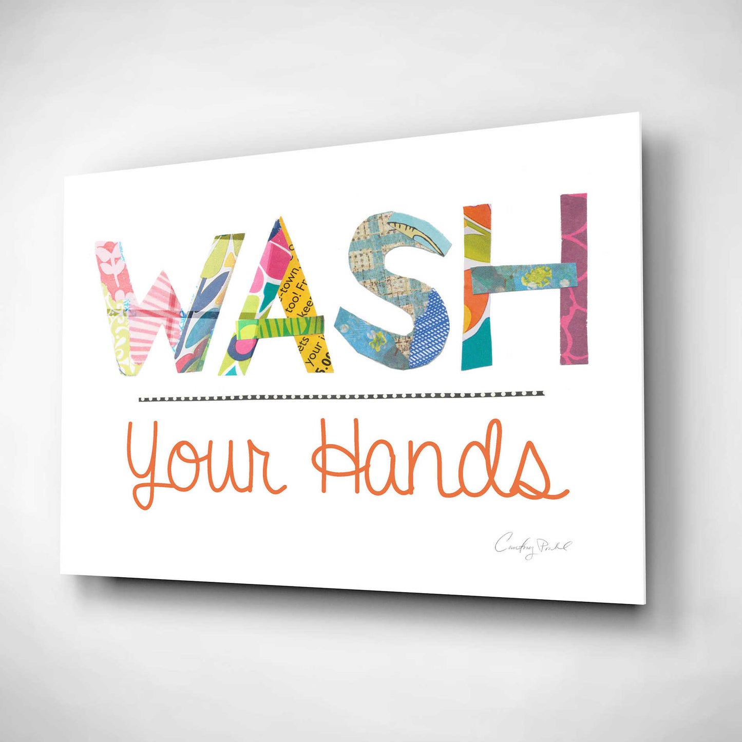 Epic Art 'Wash Your Hands' by Courtney Prahl, Acrylic Glass Wall Art,16x12