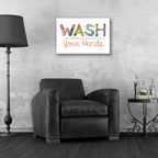 Epic Art 'Wash Your Hands' by Courtney Prahl, Acrylic Glass Wall Art,24x16