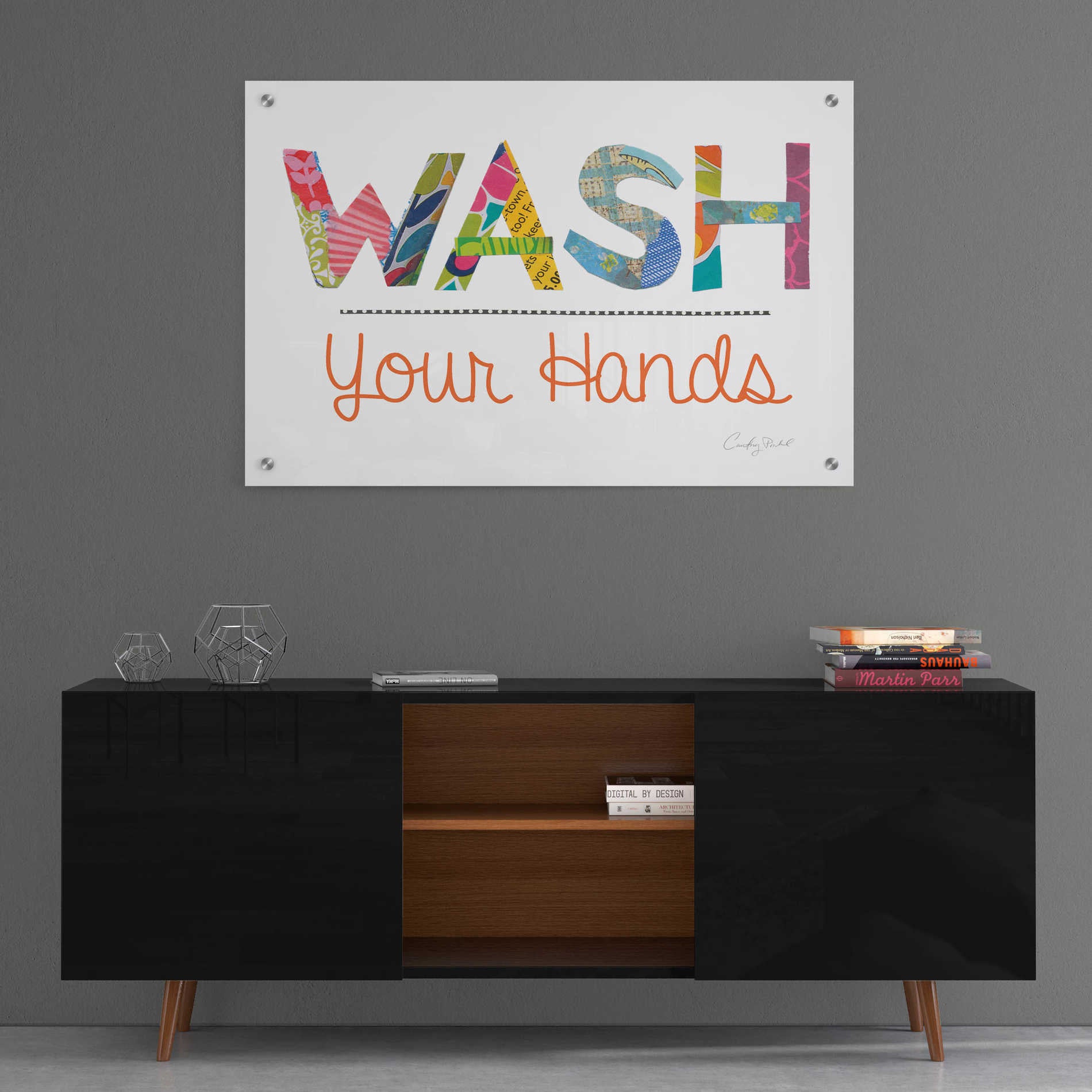 Epic Art 'Wash Your Hands' by Courtney Prahl, Acrylic Glass Wall Art,36x24