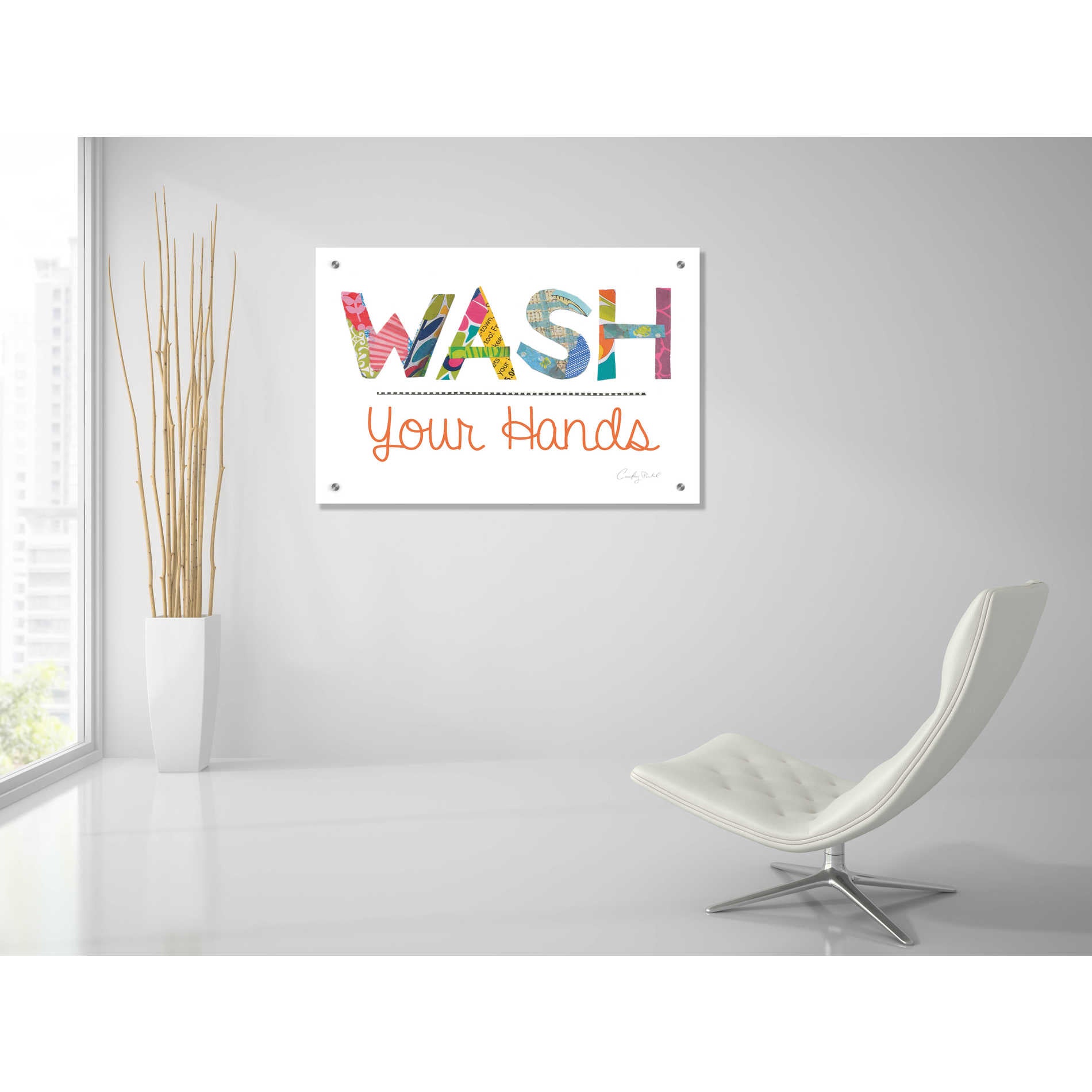 Epic Art 'Wash Your Hands' by Courtney Prahl, Acrylic Glass Wall Art,36x24