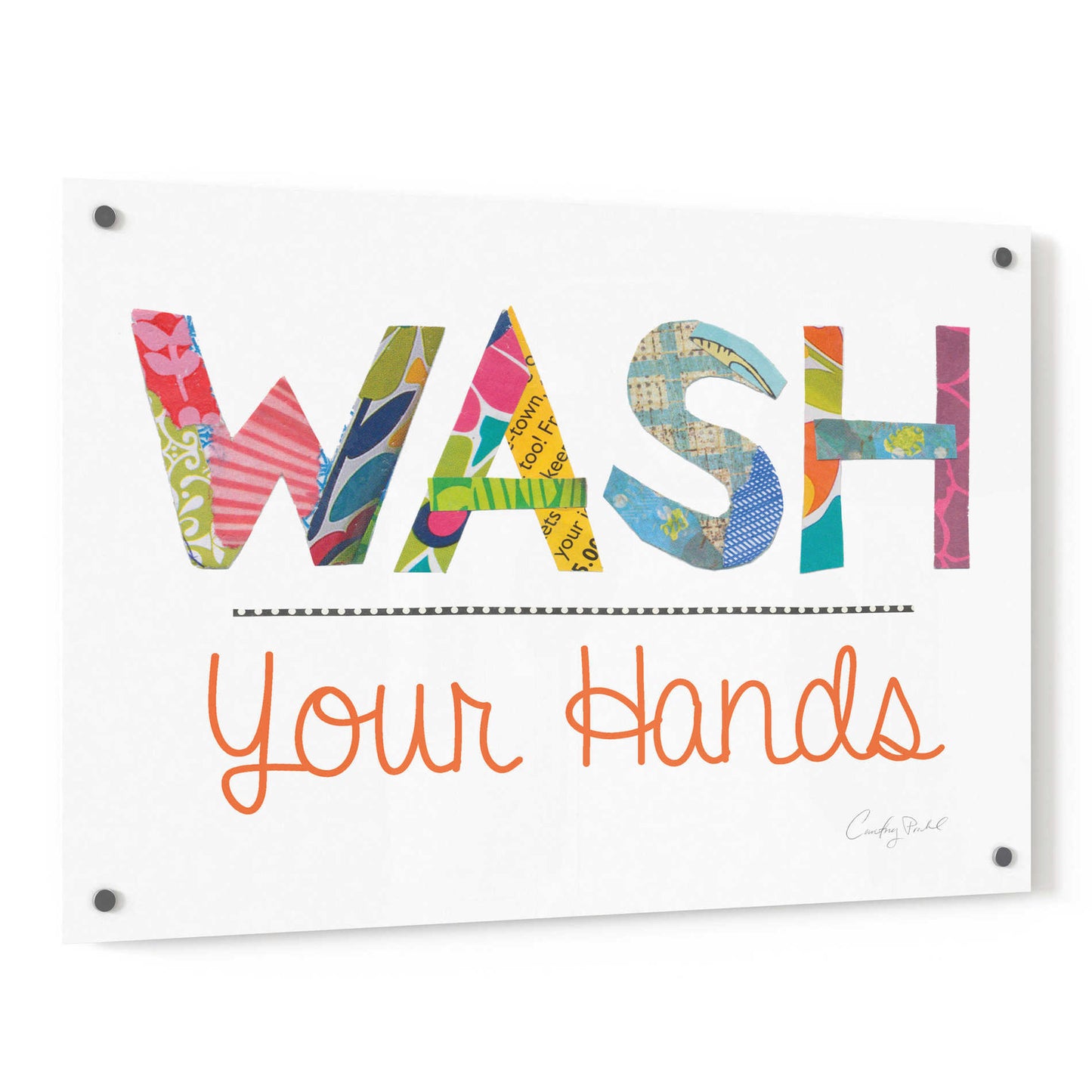 Epic Art 'Wash Your Hands' by Courtney Prahl, Acrylic Glass Wall Art,36x24