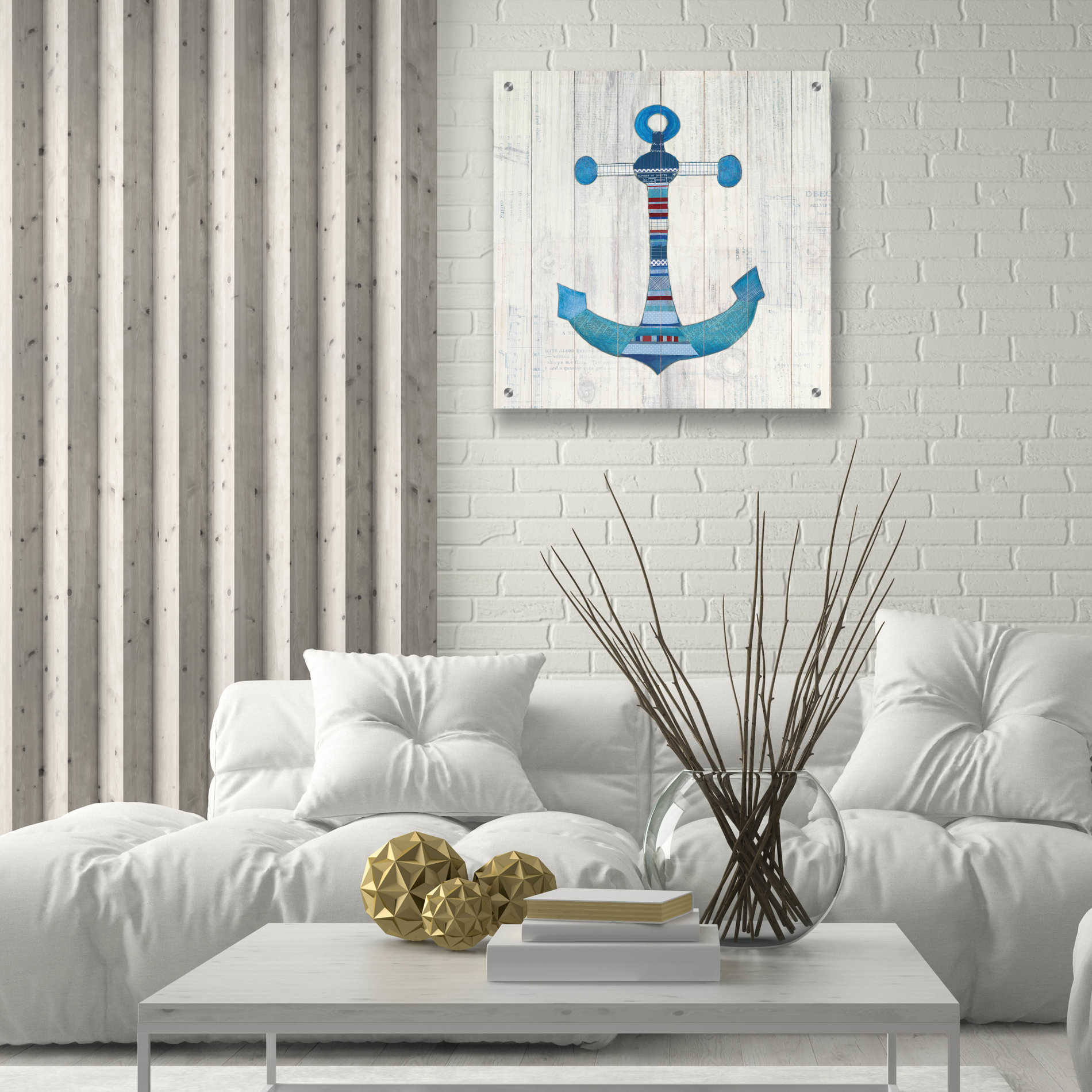 Epic Art 'Wind and Waves IV Nautical' by Courtney Prahl, Acrylic Glass Wall Art,24x24