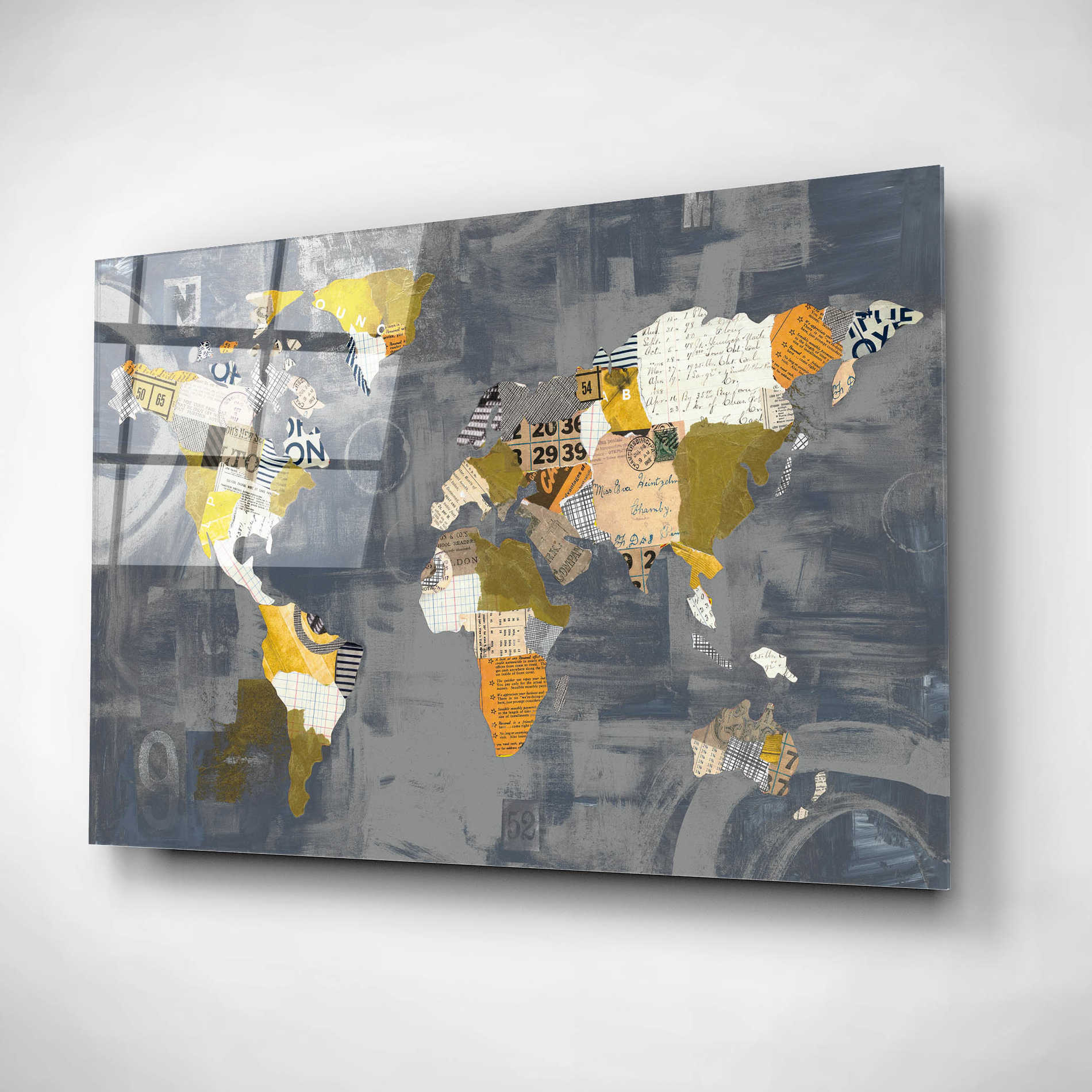 Epic Art 'Golden World on Grey' by Courtney Prahl, Acrylic Glass Wall Art,16x12