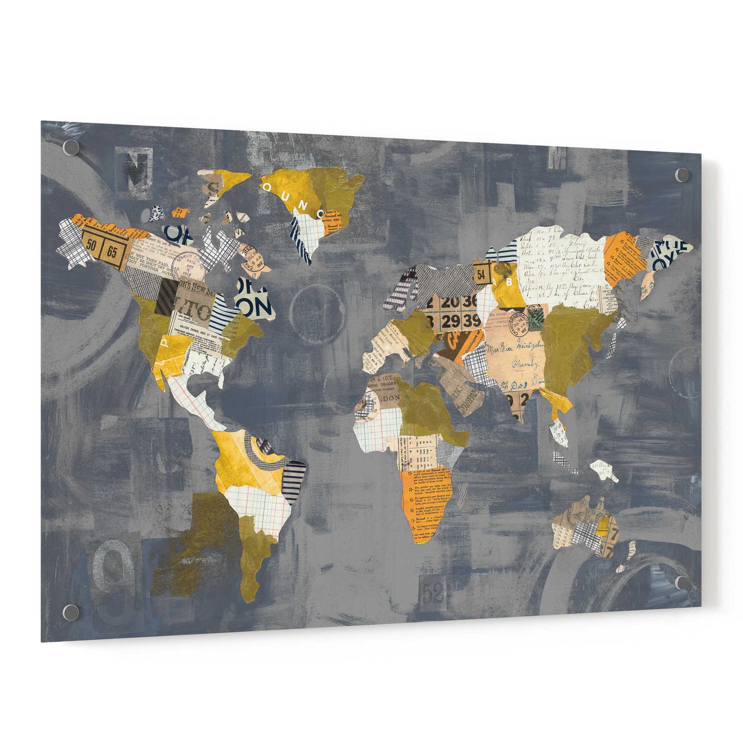 Epic Art 'Golden World on Grey' by Courtney Prahl, Acrylic Glass Wall Art,36x24