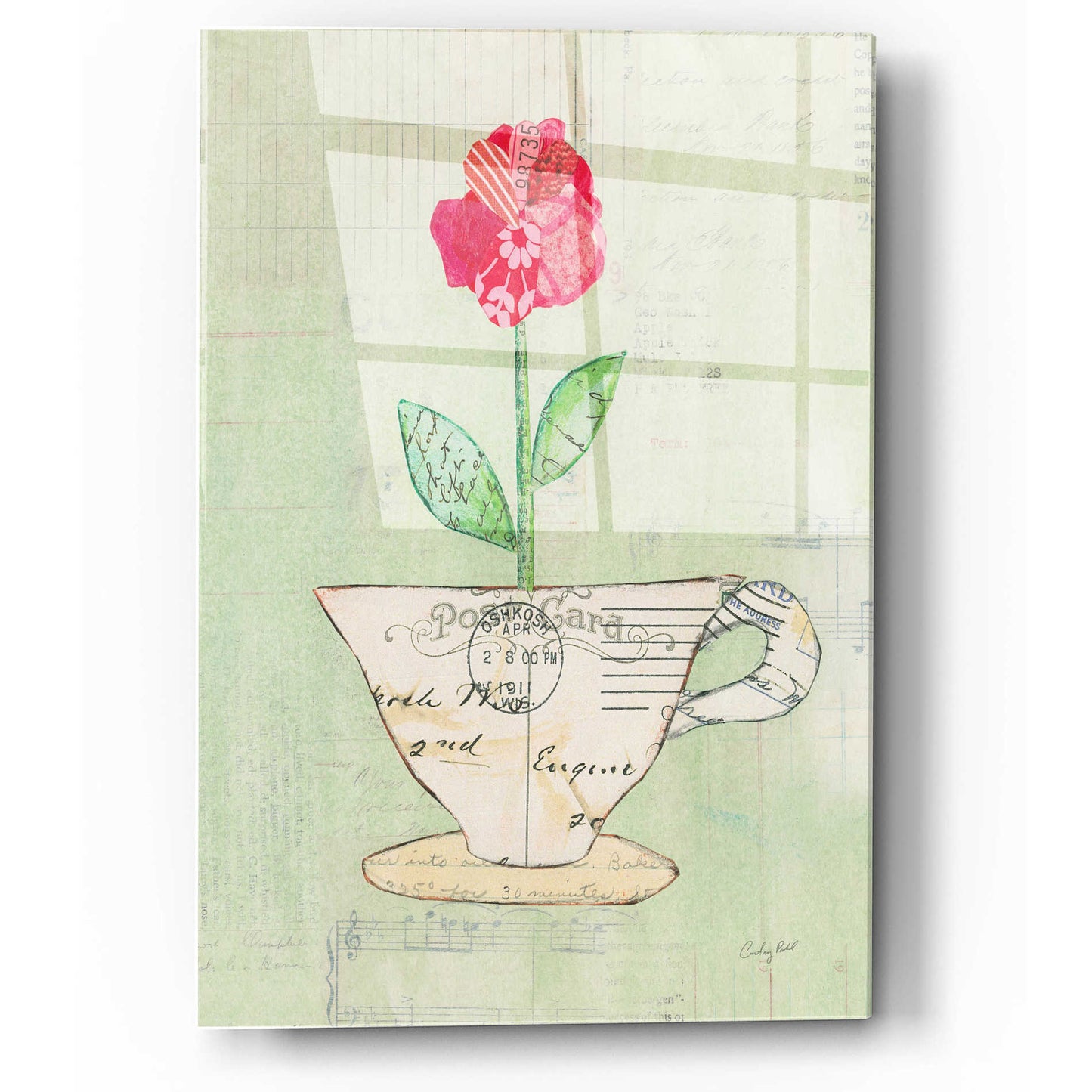 Epic Art 'Teacup Floral I on Print' by Courtney Prahl, Acrylic Glass Wall Art,12x16