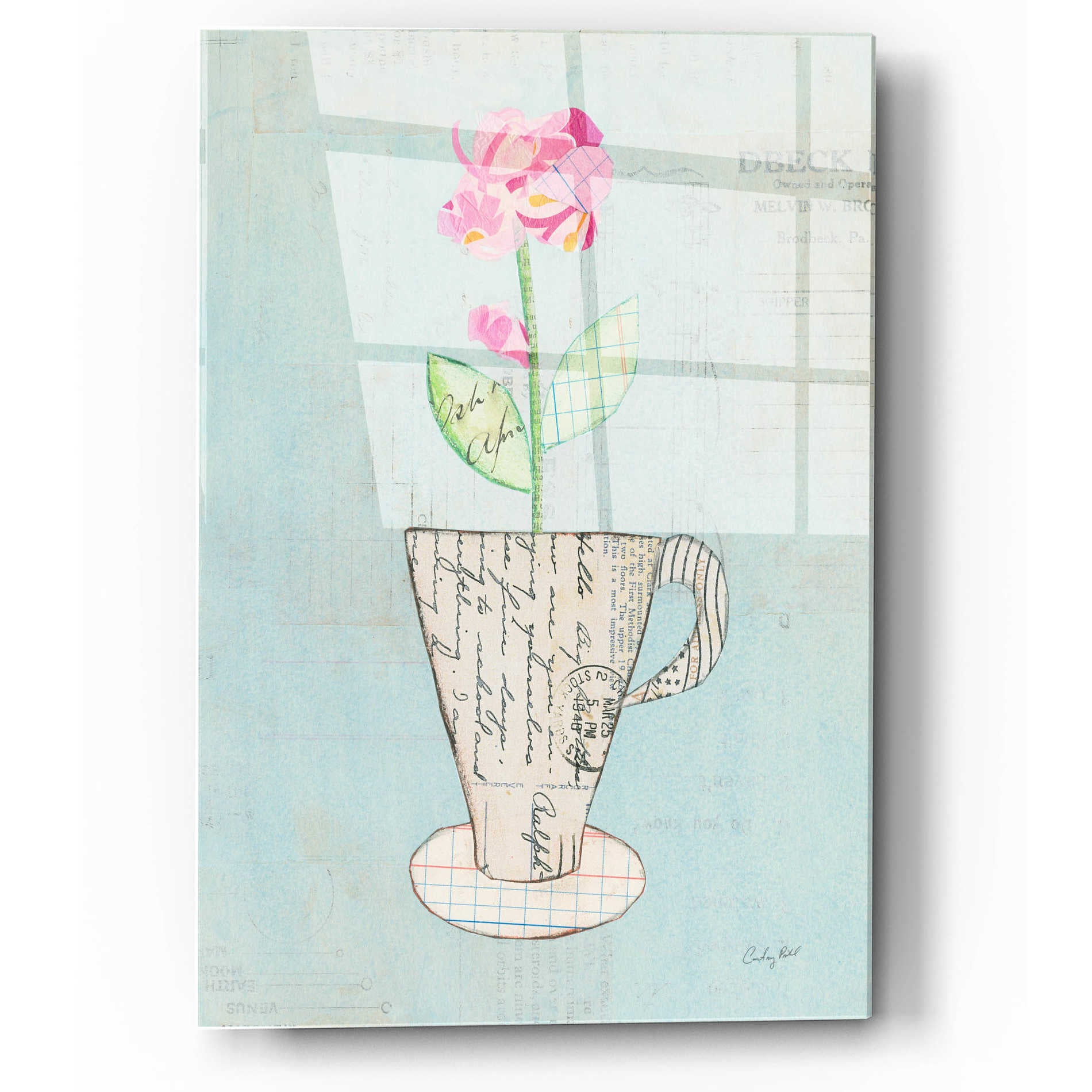 Epic Art 'Teacup Floral III on Print' by Courtney Prahl, Acrylic Glass Wall Art,12x16