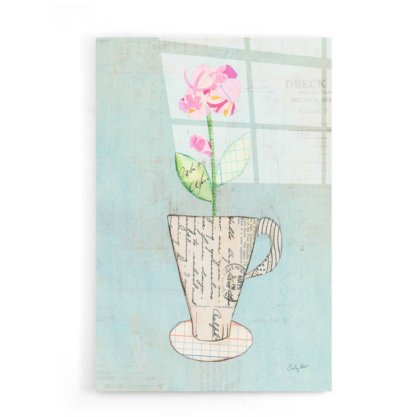 Epic Art 'Teacup Floral III on Print' by Courtney Prahl, Acrylic Glass Wall Art,16x24