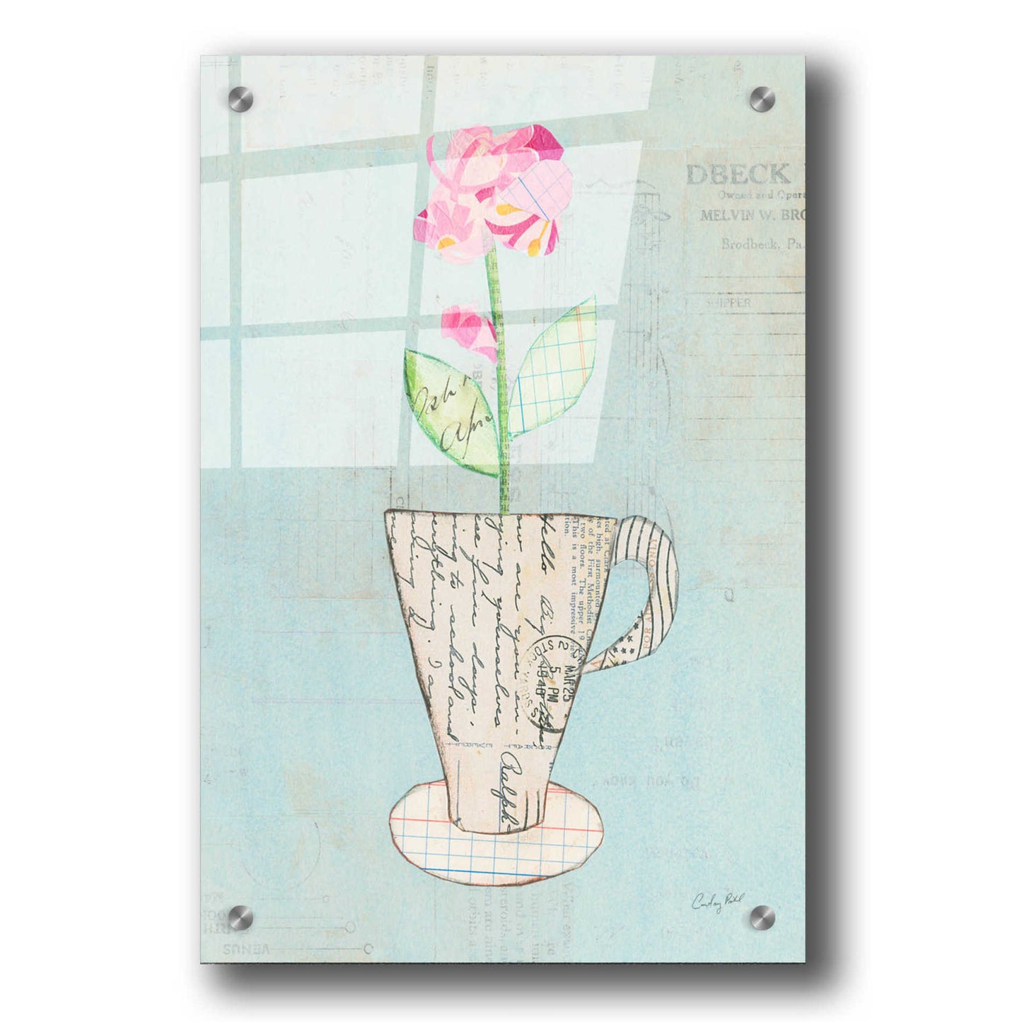 Epic Art 'Teacup Floral III on Print' by Courtney Prahl, Acrylic Glass Wall Art,24x36