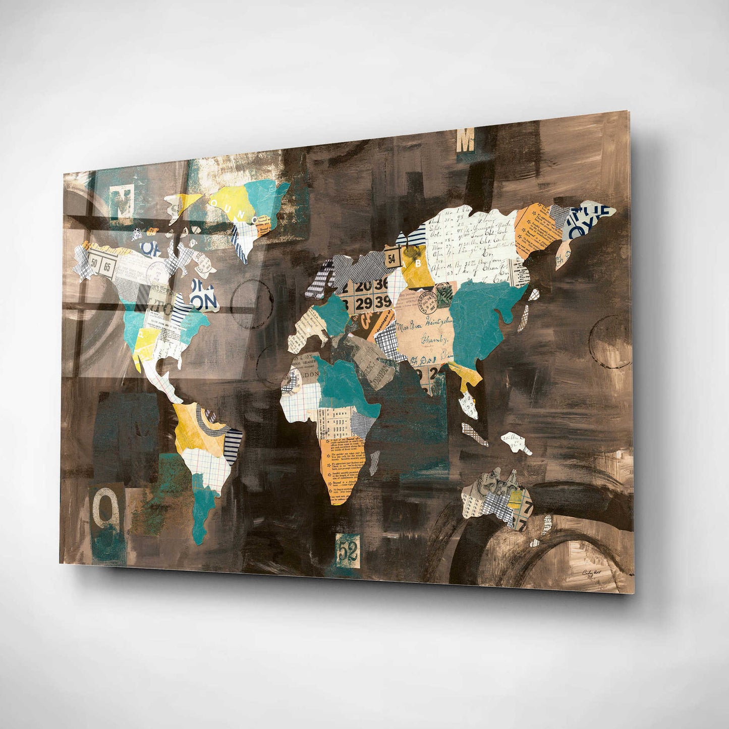 Epic Art 'Golden World on Brown' by Courtney Prahl, Acrylic Glass Wall Art,24x16