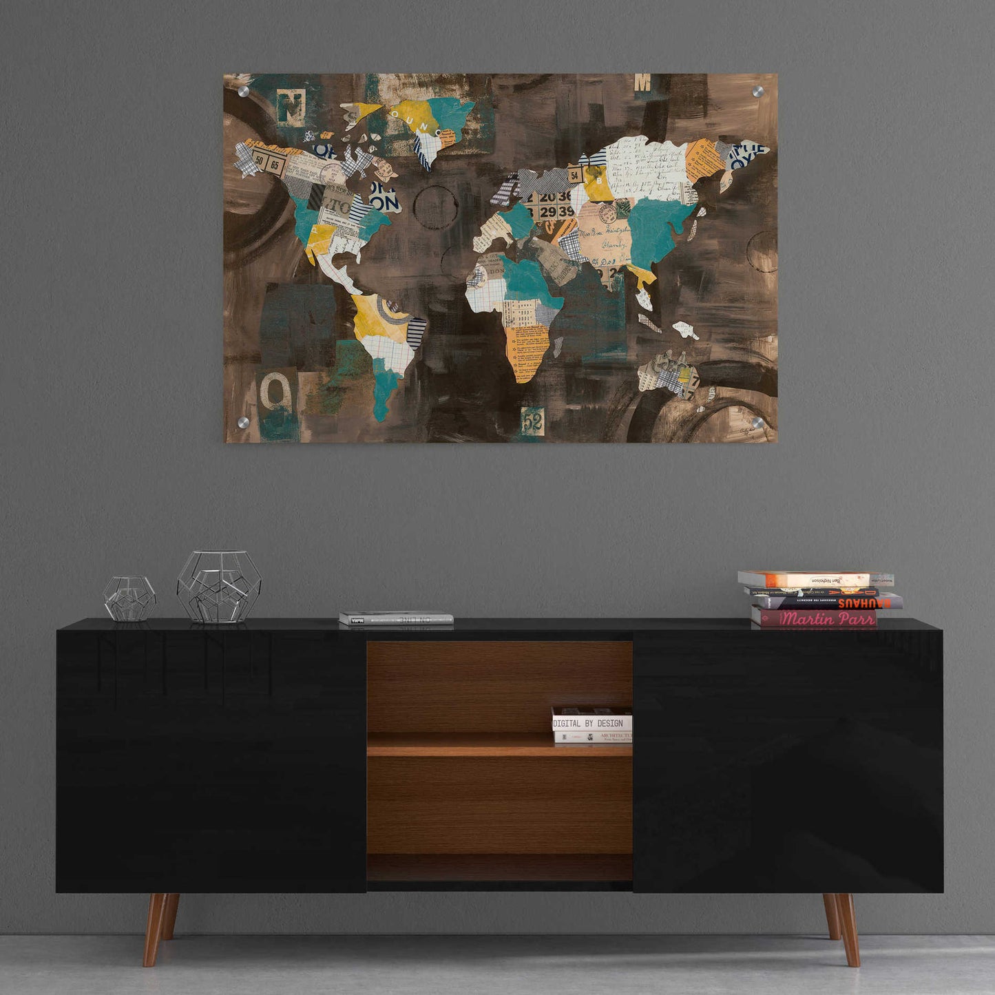 Epic Art 'Golden World on Brown' by Courtney Prahl, Acrylic Glass Wall Art,36x24